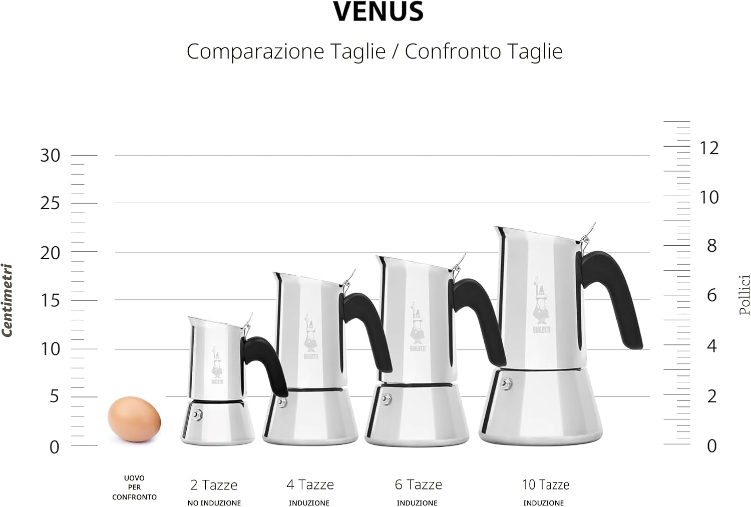 Detalle de Bialetti Venus Caffettiera ad induzione in acciaio 18/10, 4 tazze (170 ml) - Argento
