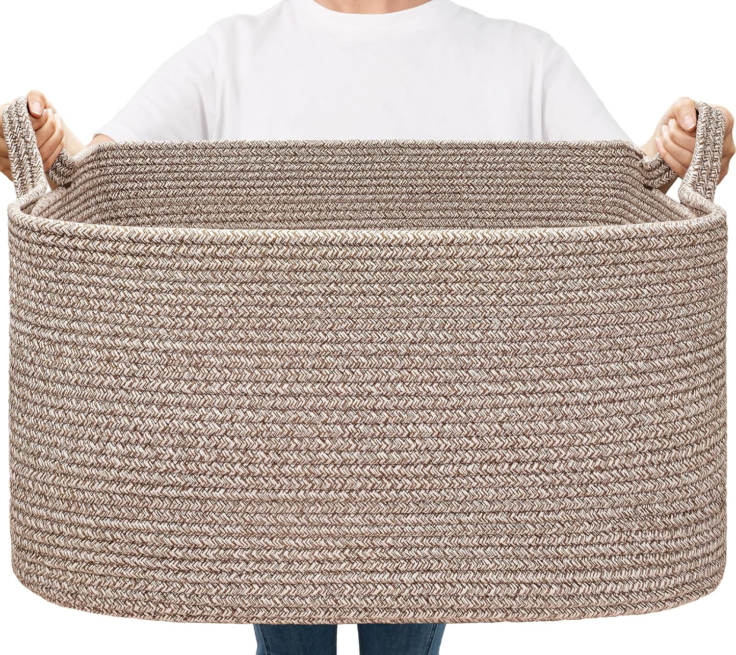Detalle de Goodpick rope21-Lsquare brownGoodpick Woven Laundry Basket, 75 L Cotton, Brown