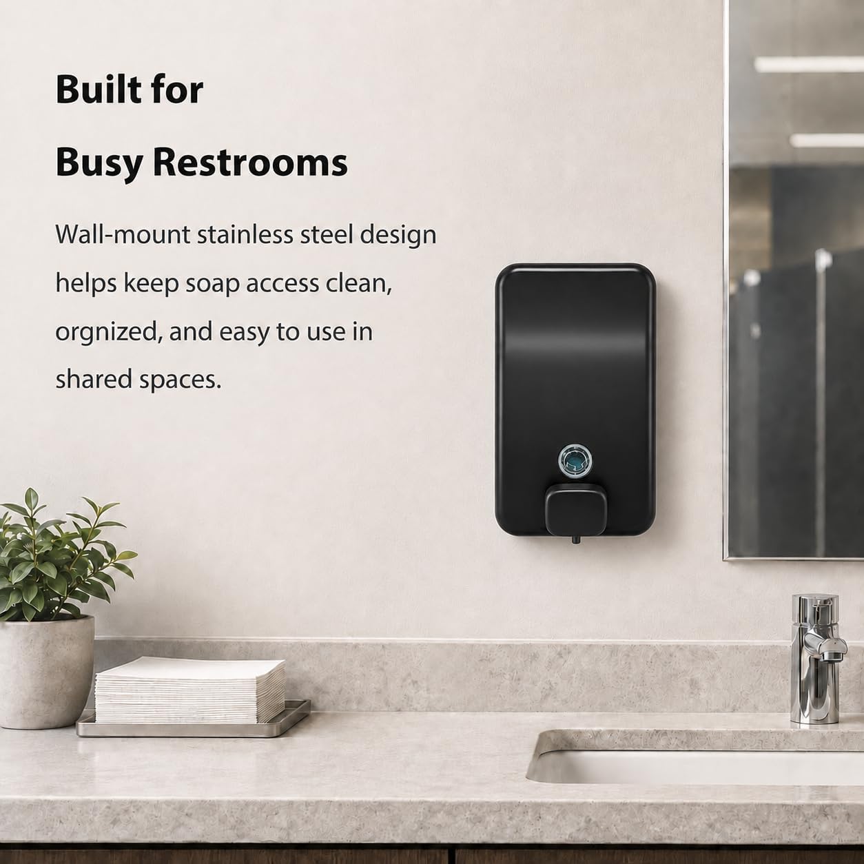 Detalle 2 de Wall-Mount Soap Dispenser, Stainless Steel