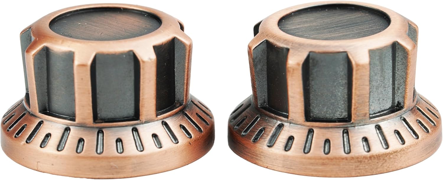 Detalle 2 de Guyker NKB-007 Guitar Control Knobs, 3-Piece Brass Top Hat Set, Bronze