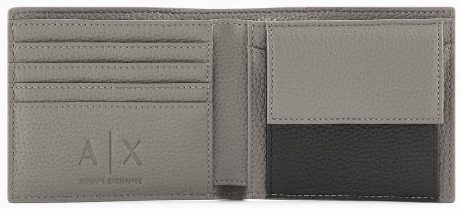 Detalle de Armani Exchange Madrid Essential Portafoglio Bi-Fold da Uomo con Logo in Metallo