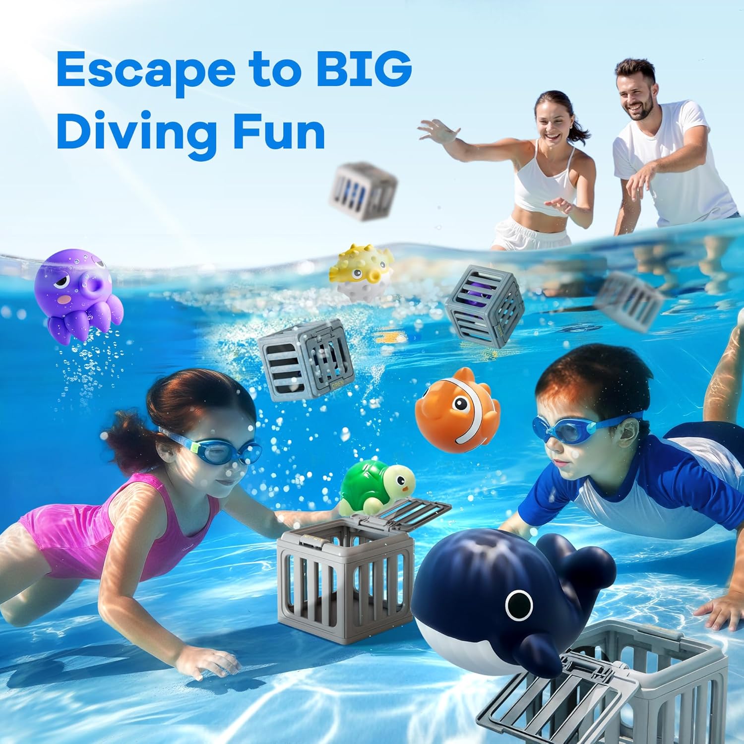 Detalle de Funscape Kids Pool Diving Toys: Ocean Pals Dive Set for Pool, Bath, and Beach Fun