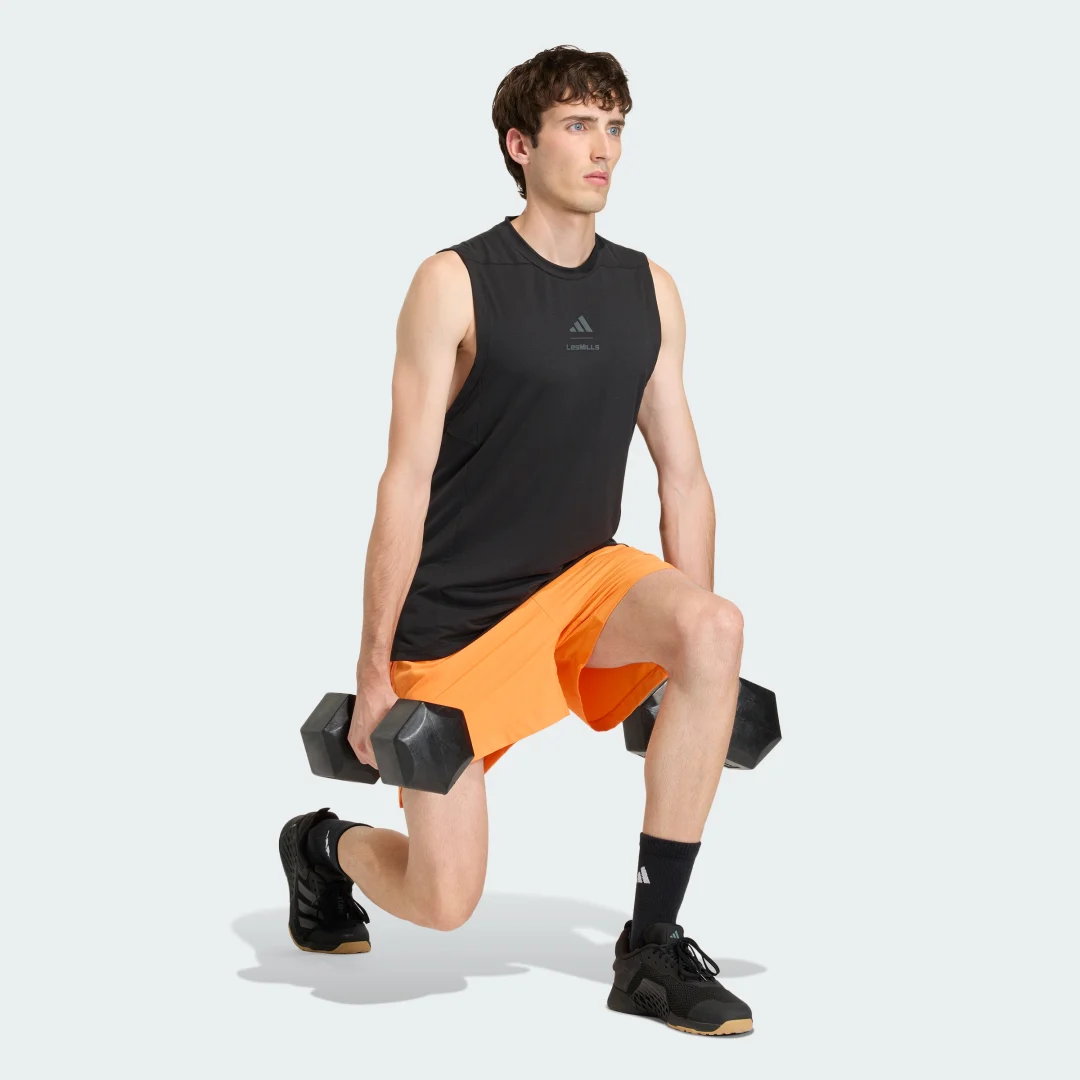 Detalle de Adidas Camiseta estampada sin mangas Les Mills – Negro