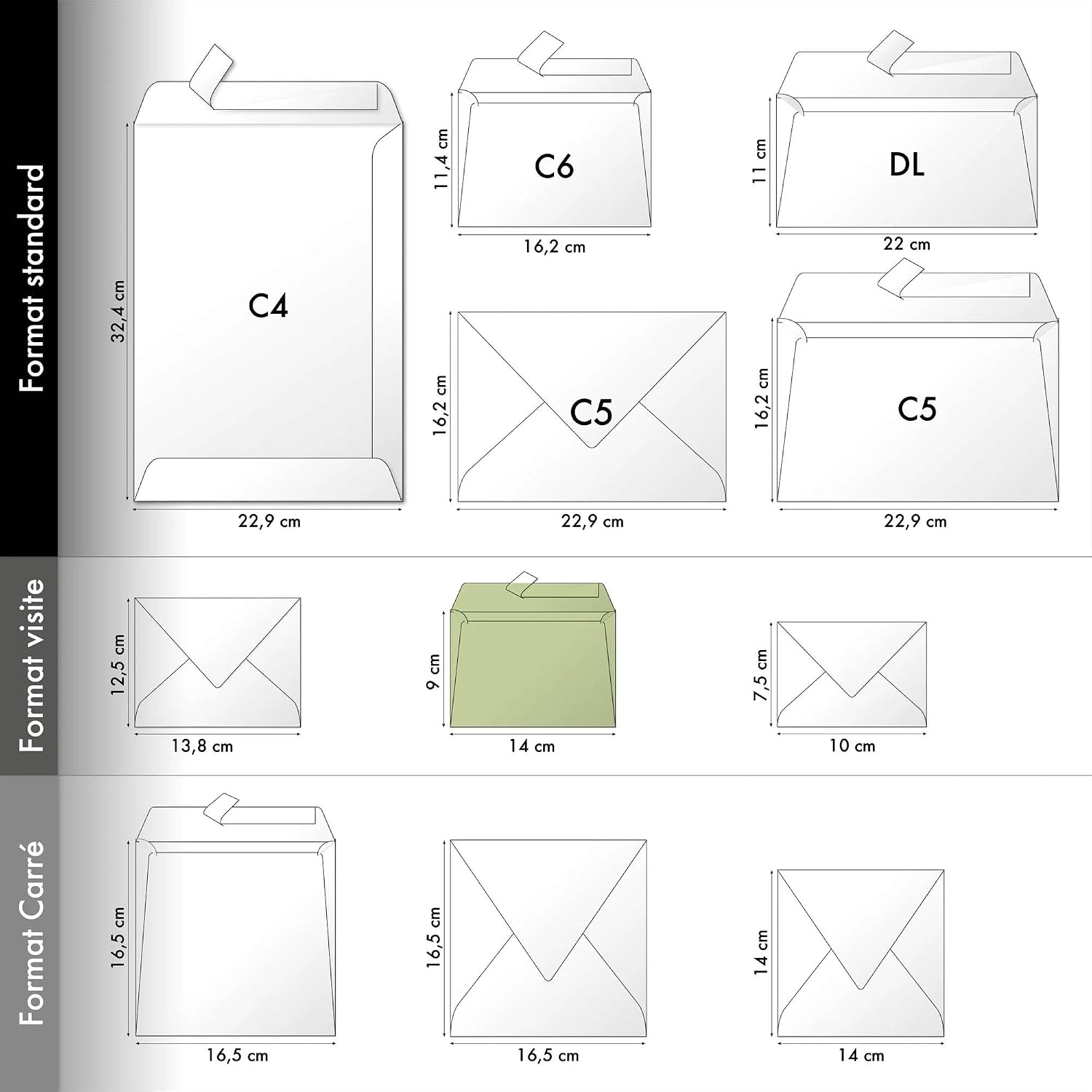 Detalle de Clairefontaine 55371C: pacco da 20 buste autoadesive 9x14 cm, 120 g/m², colore ambrosia – linea Pollen