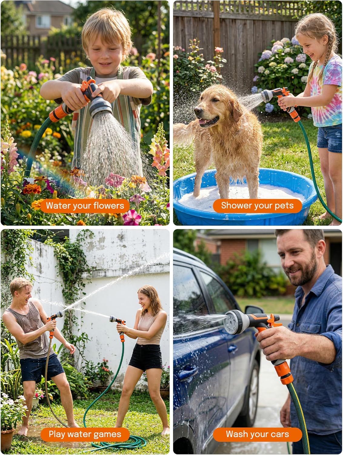 Detalle 2 de Hose Pipe Spray Gun for Garden: 10 Pattern Nozzle with Thumb Control, Anti-Slip & High Pressure