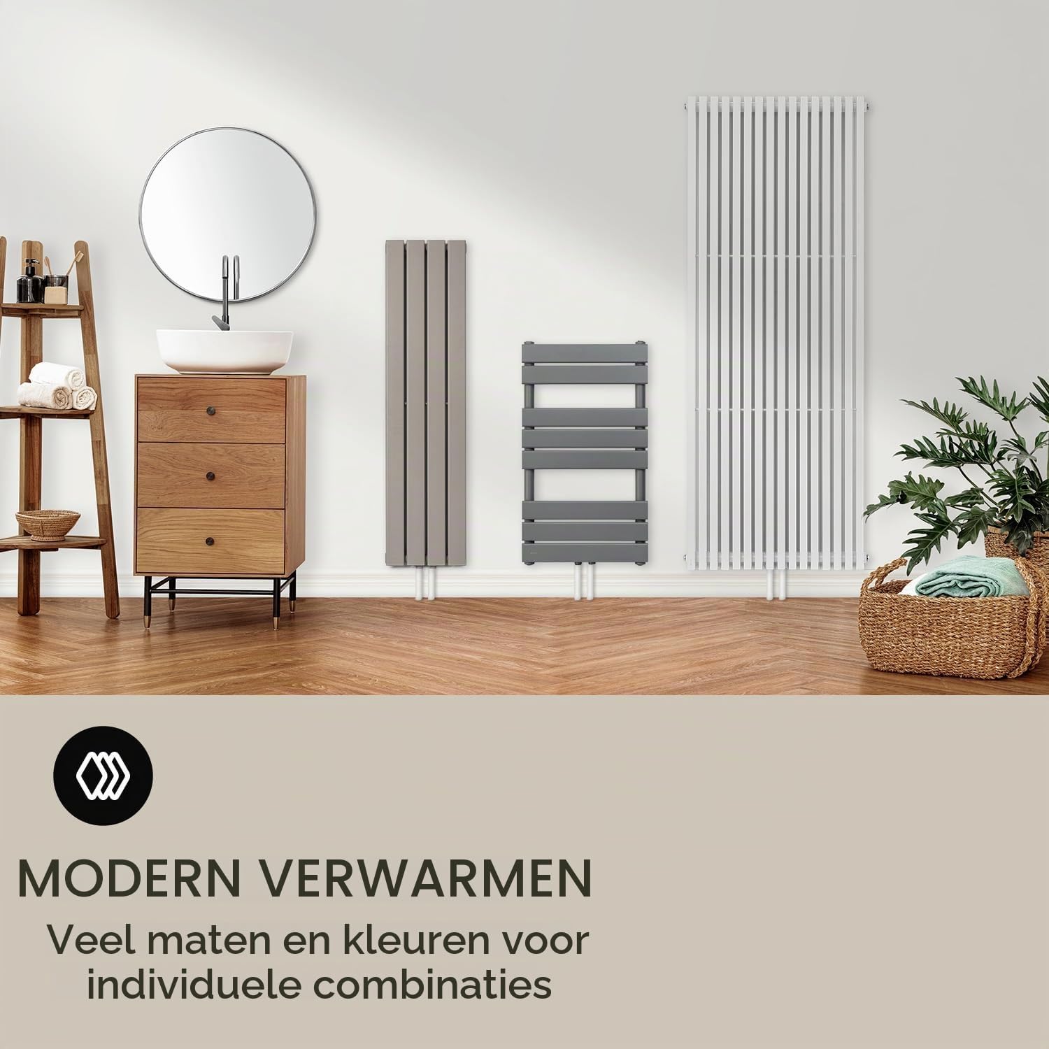 Thumbnail 5 de blumfeldt HTR5-Ont120x30-sand verticale warmwaterradiator 380 W, zandkleur