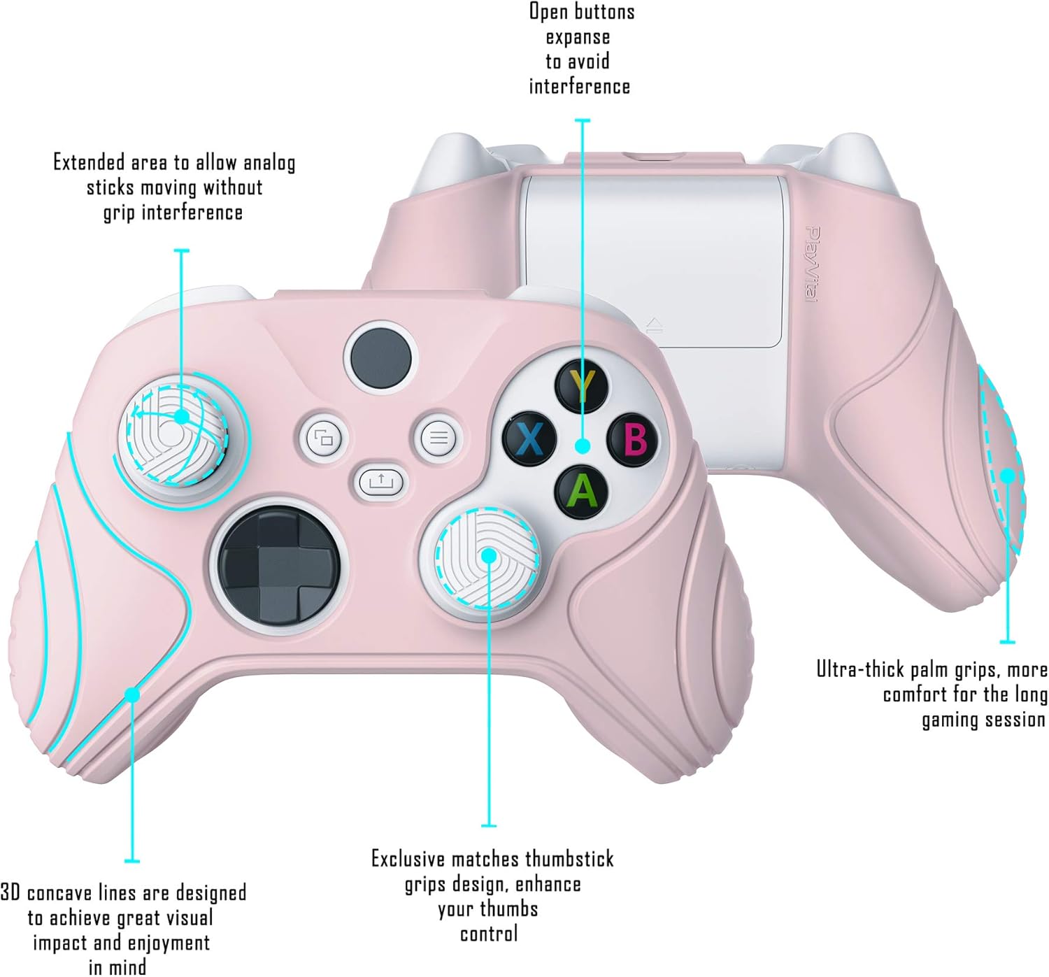 Thumbnail 2 de eXtremeRate PlayVital Samurai Edition Cherry Blossoms Pink Anti-slip Controller Grip Silicone Skin for Xbox Series S/X