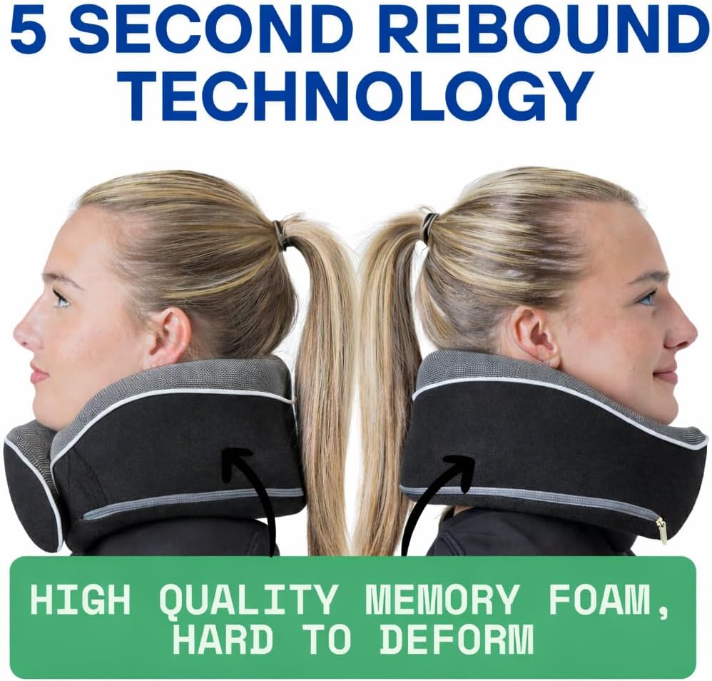 Thumbnail 4 de Relaxd Travel Pillow for Adults: Adjustable Memory Foam Neck Support with Complete Travel Kit