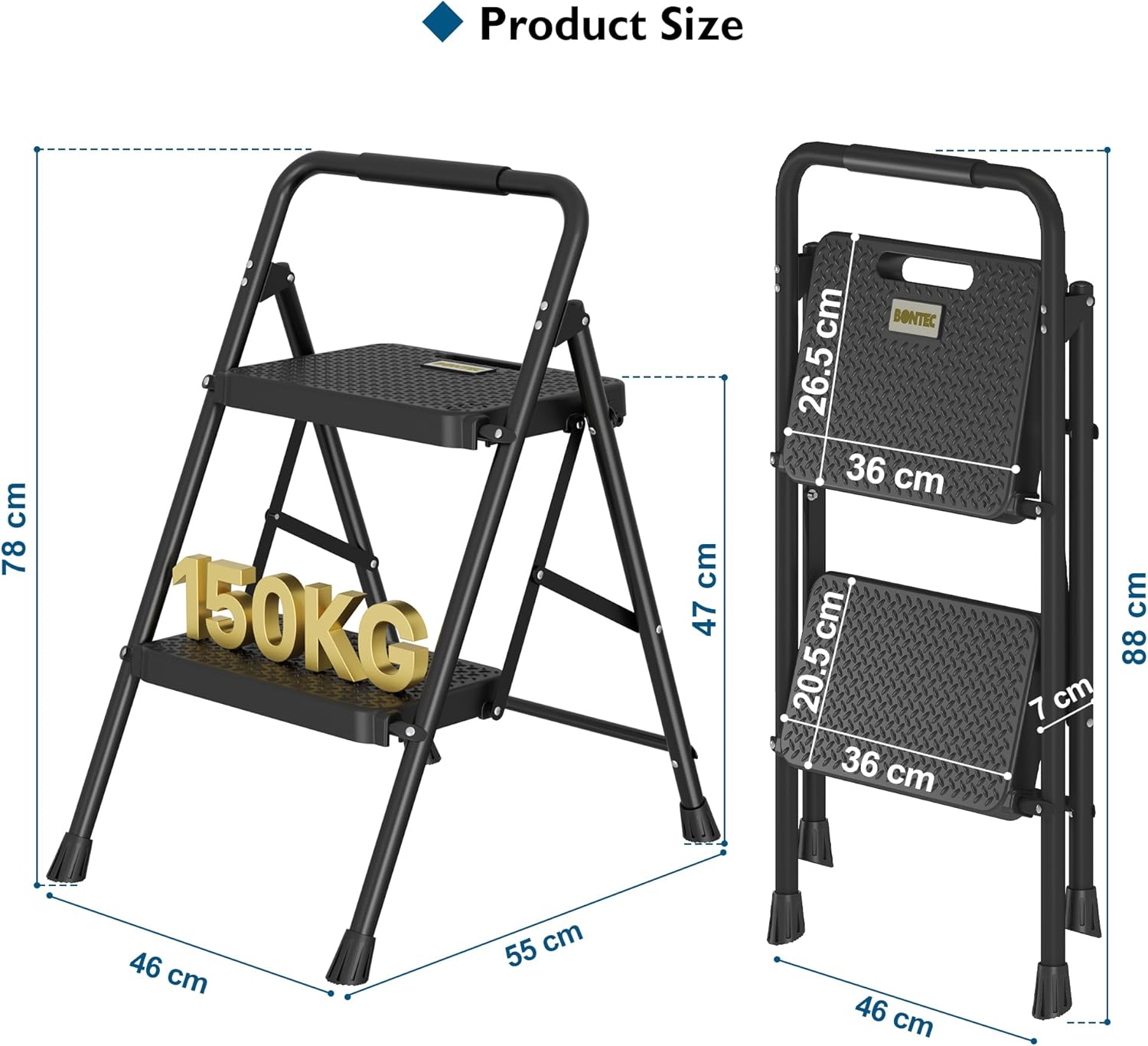 Detalle de BONTEC 2 step ladder 150kg capacity