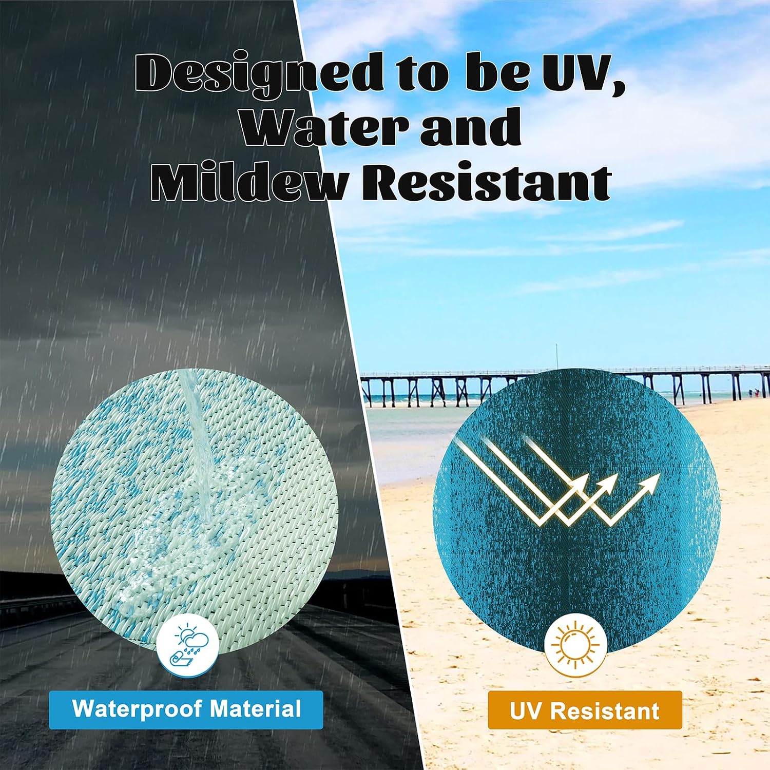 Thumbnail 4 de Enyhom Outdoor Rug Waterproof 240 x 300 cm: Reversible, Lightweight & UV-Resistant Patio Carpet