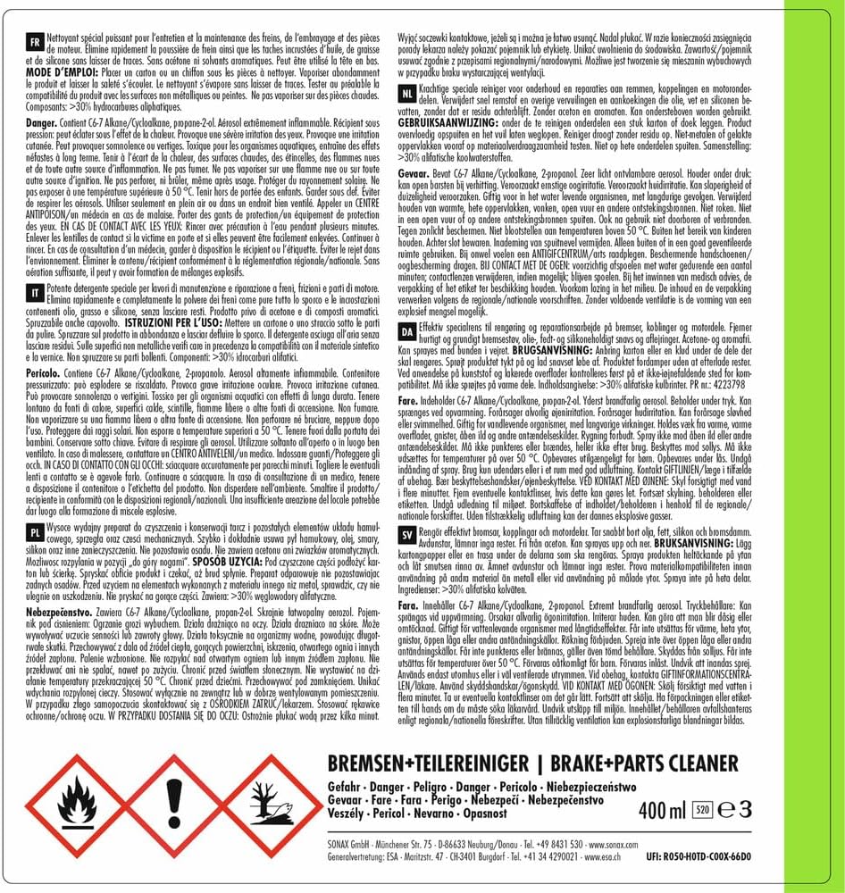 Thumbnail 2 de SONAX Nettoyant Freins+pièces (400 ml) – Nettoyant tout-en-un pour freins, embrayages et pièces moteur
