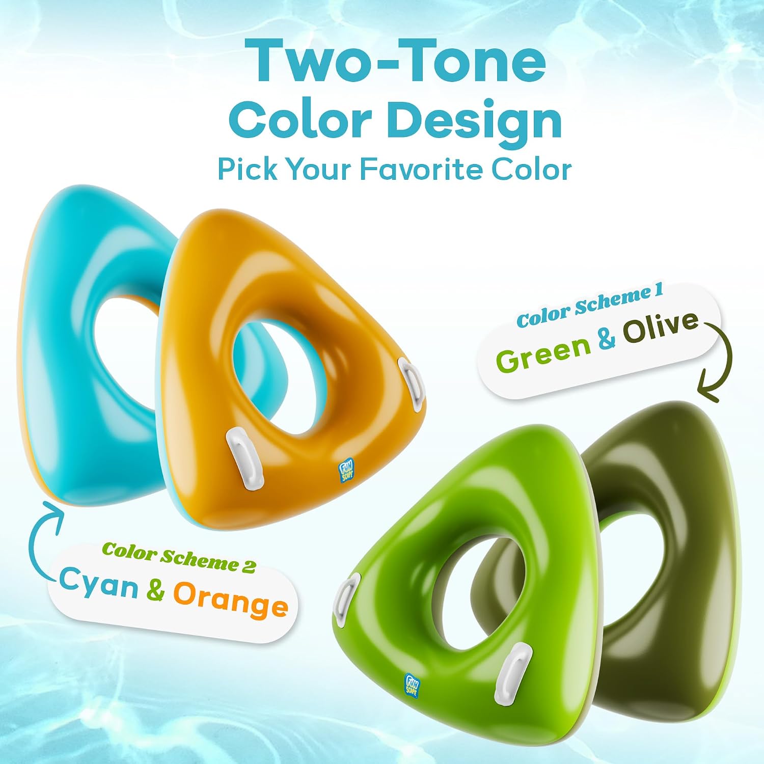 Detalle de Funscape 44" Triangle Inflatable Pool Float Tubes (2 Pack) — 2-in-1 Lounge or Ring
