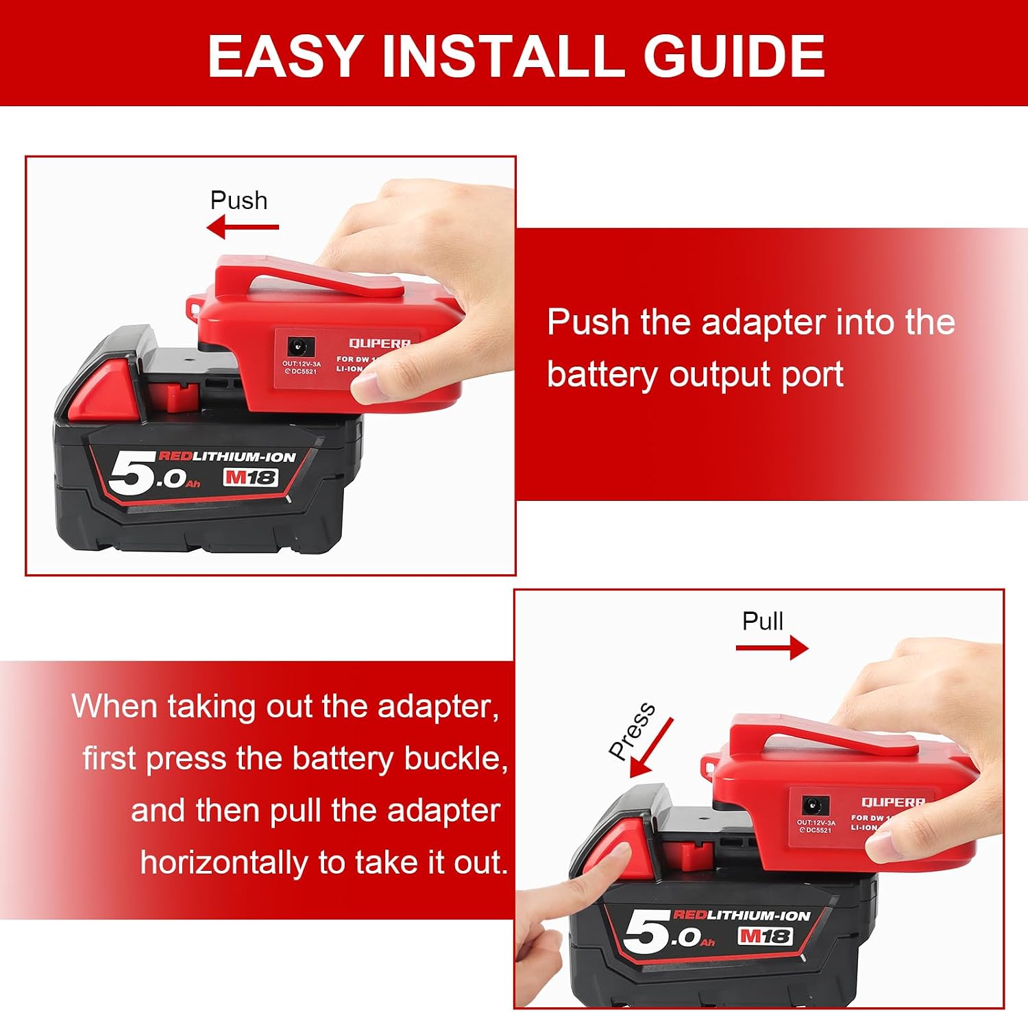 Detalle 1 de QUPERR Milwaukee M18 USB battery adapter 22.5W