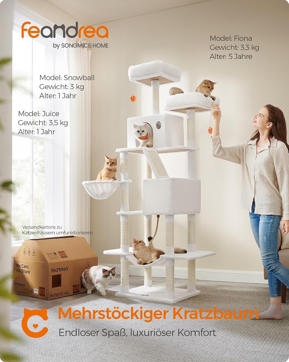 Detalle 2 de Feandrea Kratzbaum 206 cm fĂŒr Katzen đ±