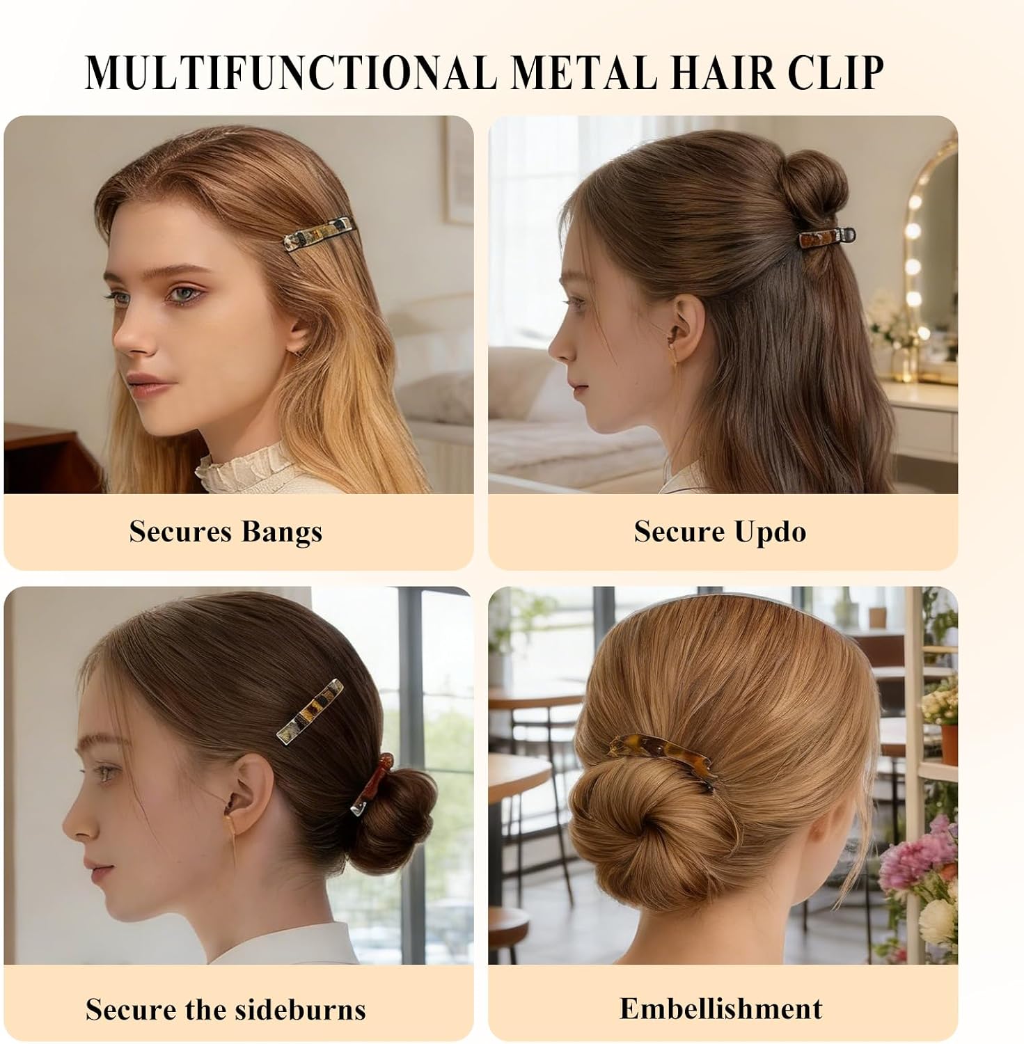 Thumbnail 6 de Aucuu 6 Pcs Barrette Cheveux 7,5 cm 🎀