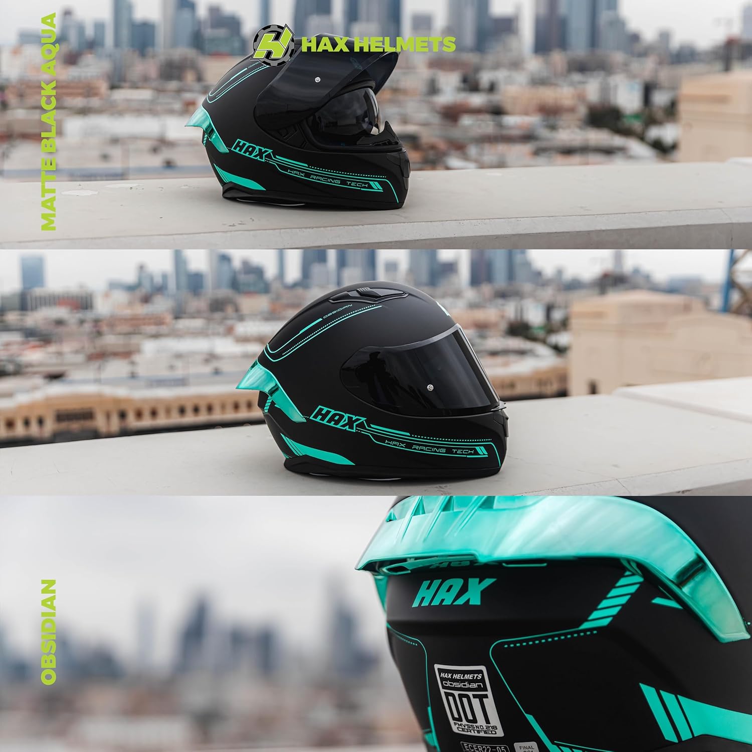 Thumbnail 5 de HAX Obsidian Full Face Dual Visor Helmet — DOT Approved, Pinlock Ready for Street Riding