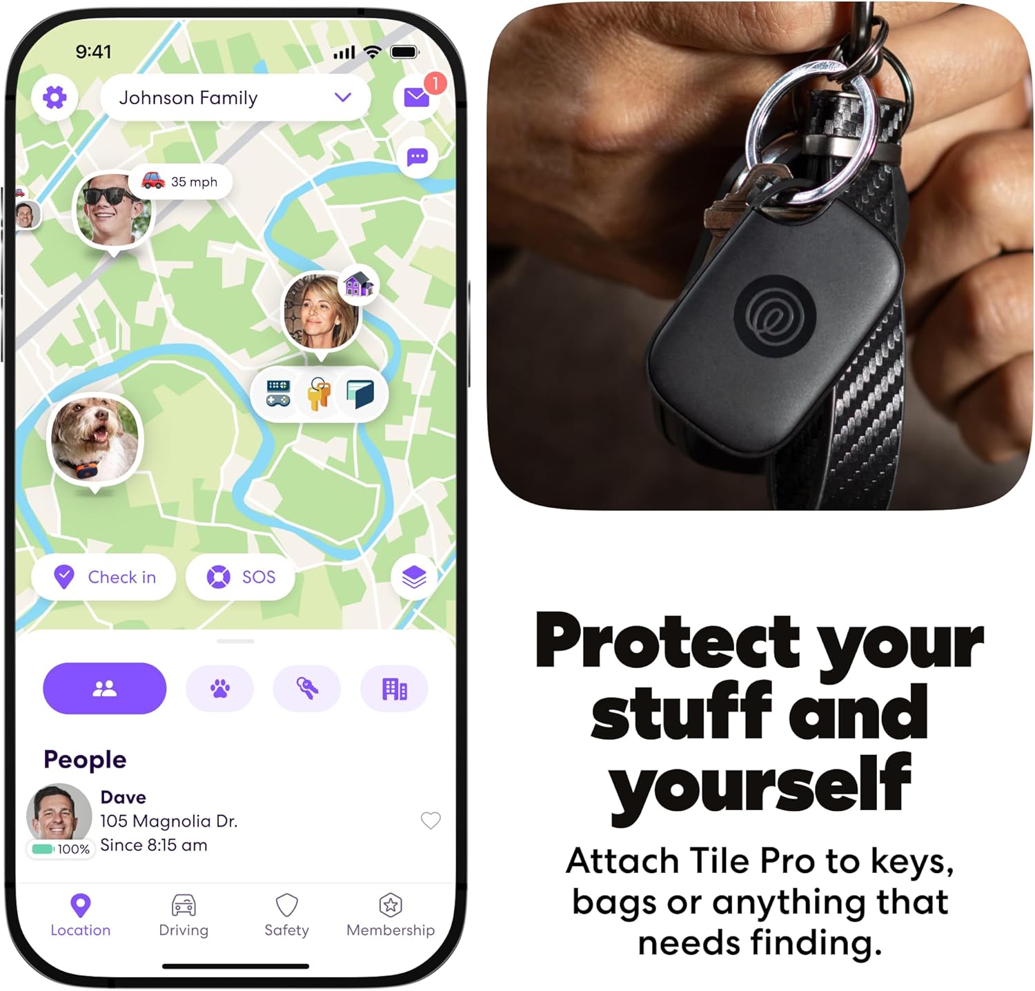 Thumbnail 2 de Life360 Tile Pro Bluetooth Tracker (Key Finder + Phone Finder) — 4-Pack, Black/White