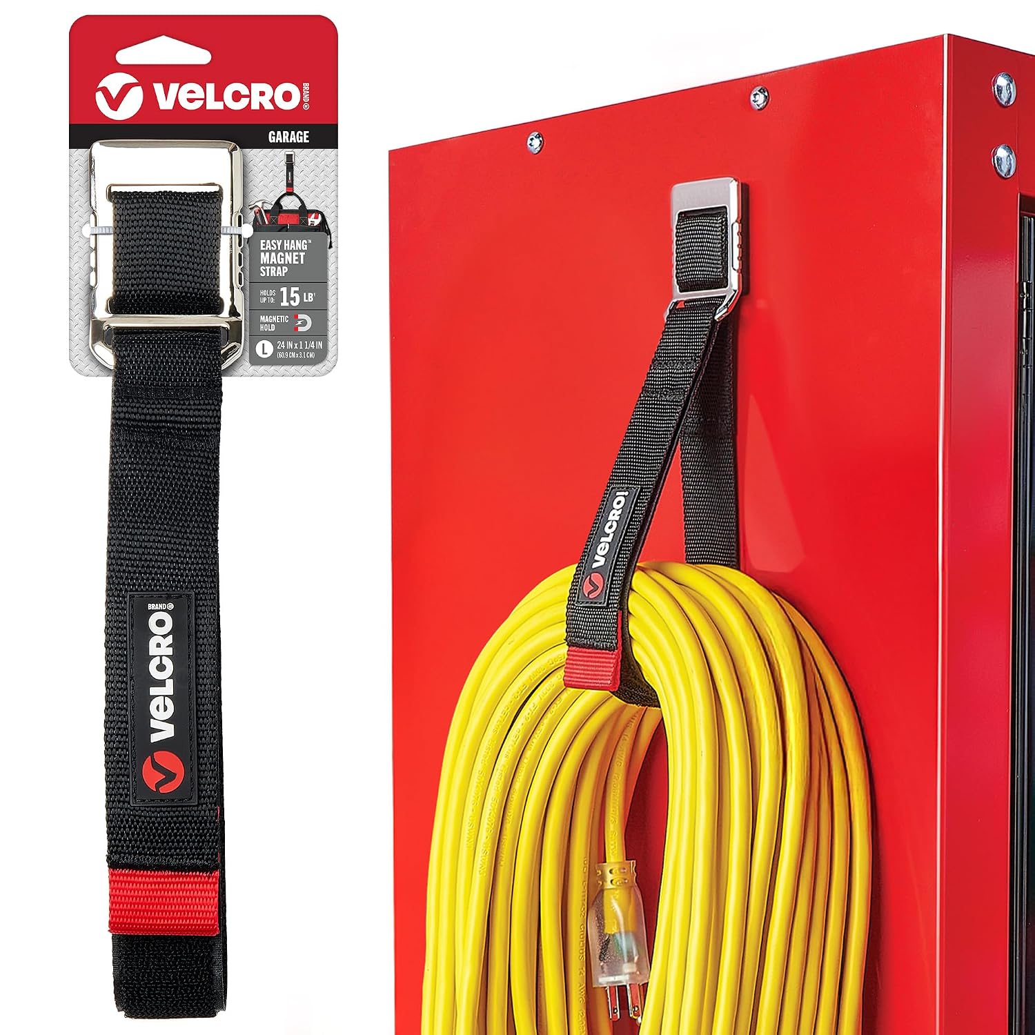 Detalle de VELCRO Brand VEL-40088-USA Magnetic Storage Strap, 24-Inch Reusable Organizer