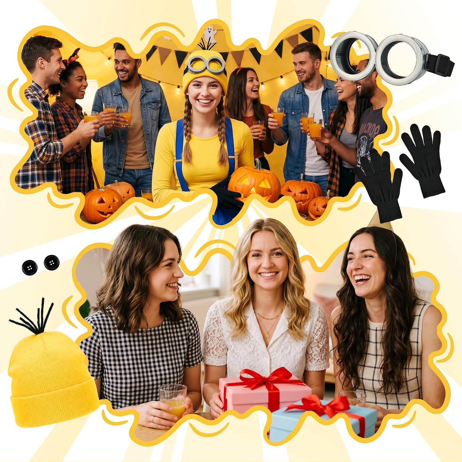 Detalle de Rilcn Cosplay Costume Accessory Set for Adults – Complete Yellow Duo Costume