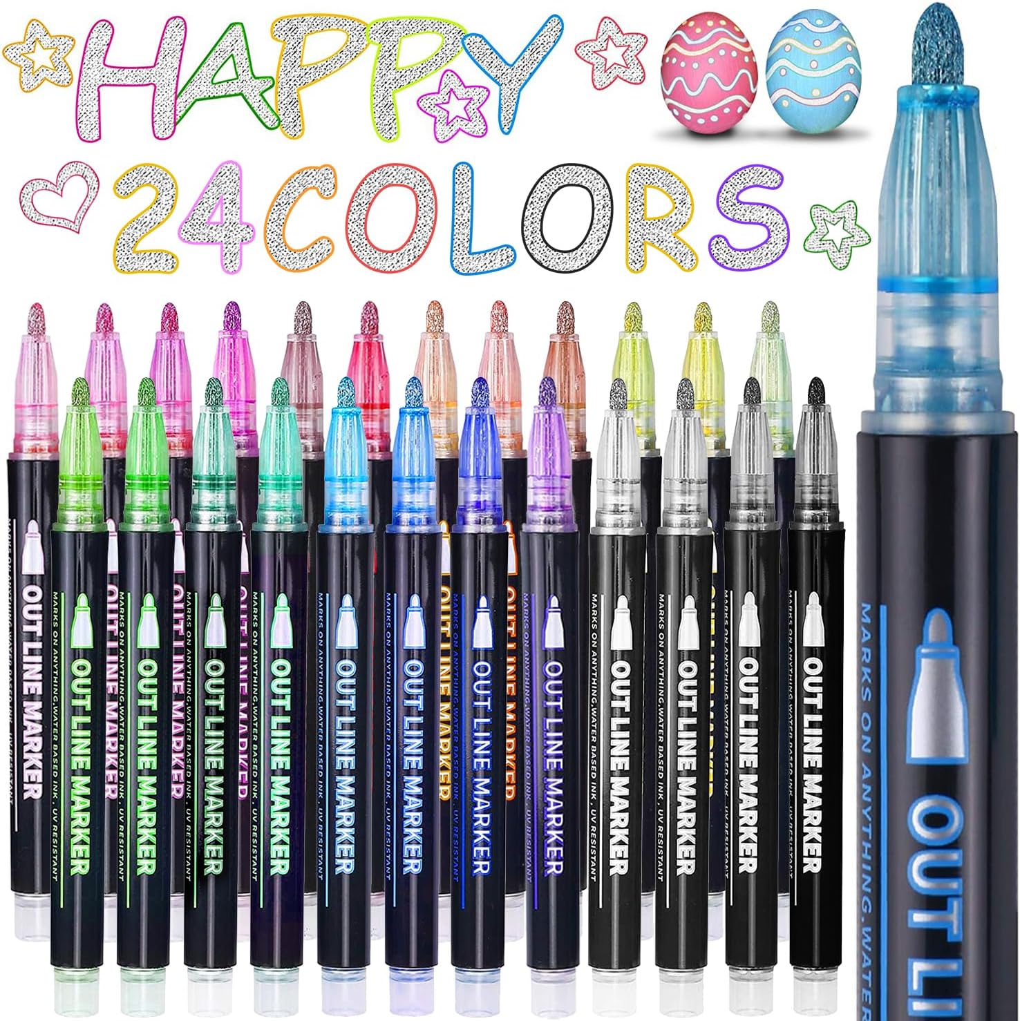 Detalle de Maqhpu Outline Glitter Pens 24-pack