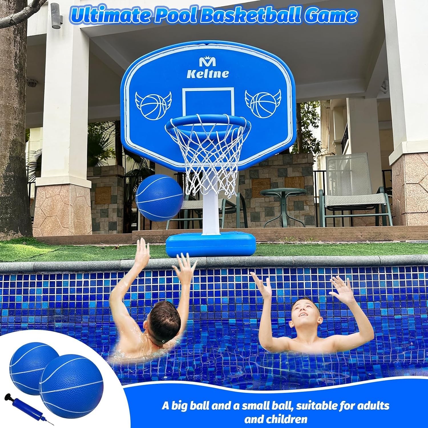 Detalle de Dahivs Pool Basketball Hoop: Large Poolside Hoop Set for Water Games