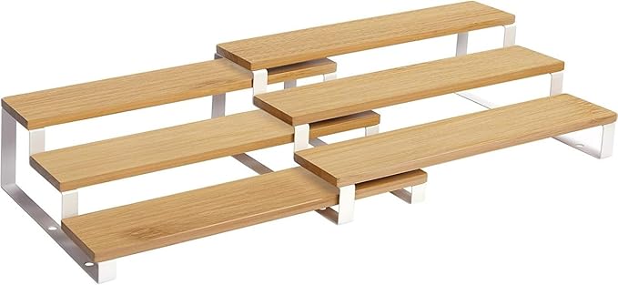 SONGMICS Estantes para Especias Extensibles 🌿, Juego de 2, Beige y Blanco