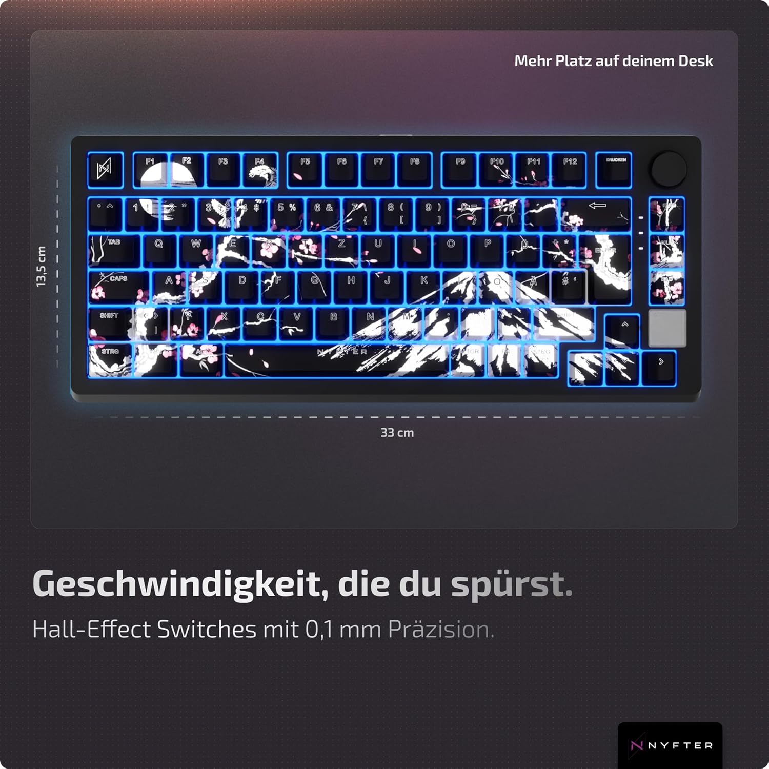 Thumbnail 2 de Nyfter Nyfboard HE 84K Wireless Hall-Effekt Gaming-Tastatur (DE-Layout, SakuraSchwarz)
