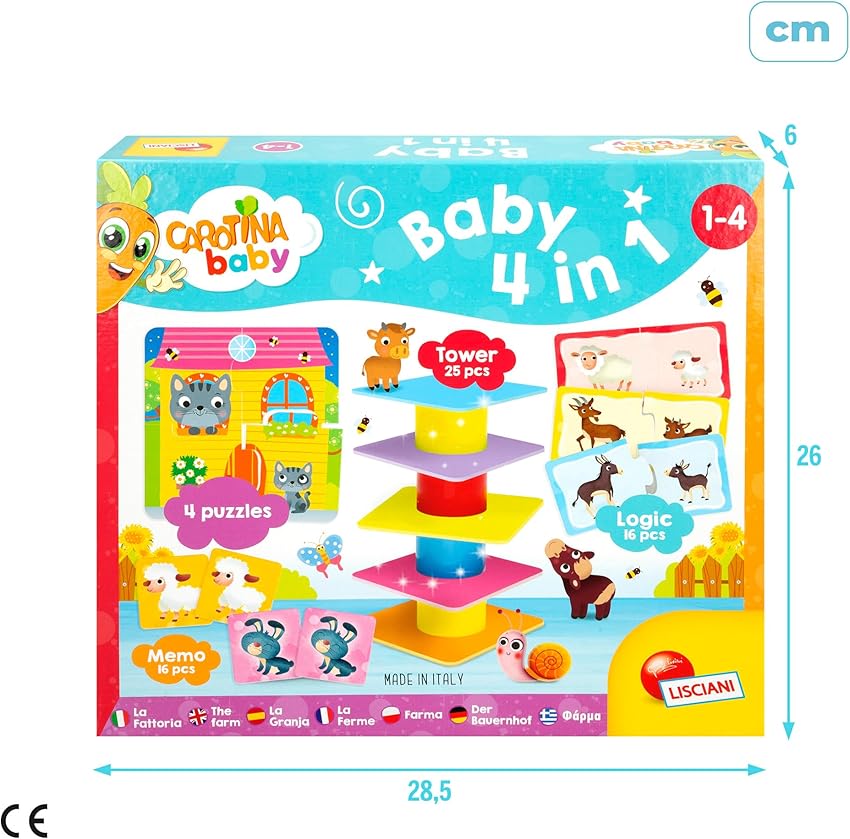 Detalle de Lisciani Carotina Baby 🧸 Juegos Educativos 4 en 1 para Niños