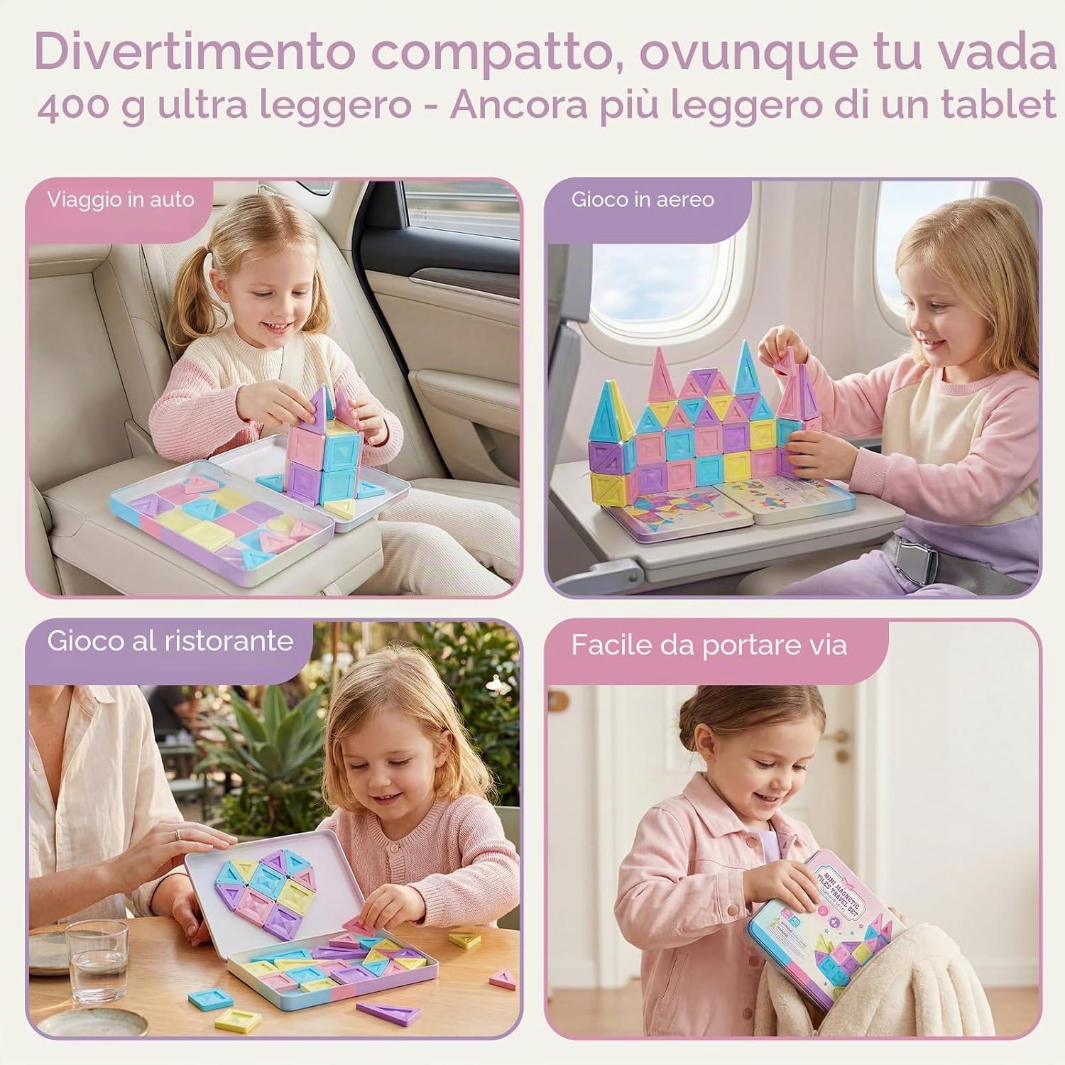 Detalle de YOGOHEE Mattoncini magnetici da viaggio Montessori (40 pezzi) in scatola di latta