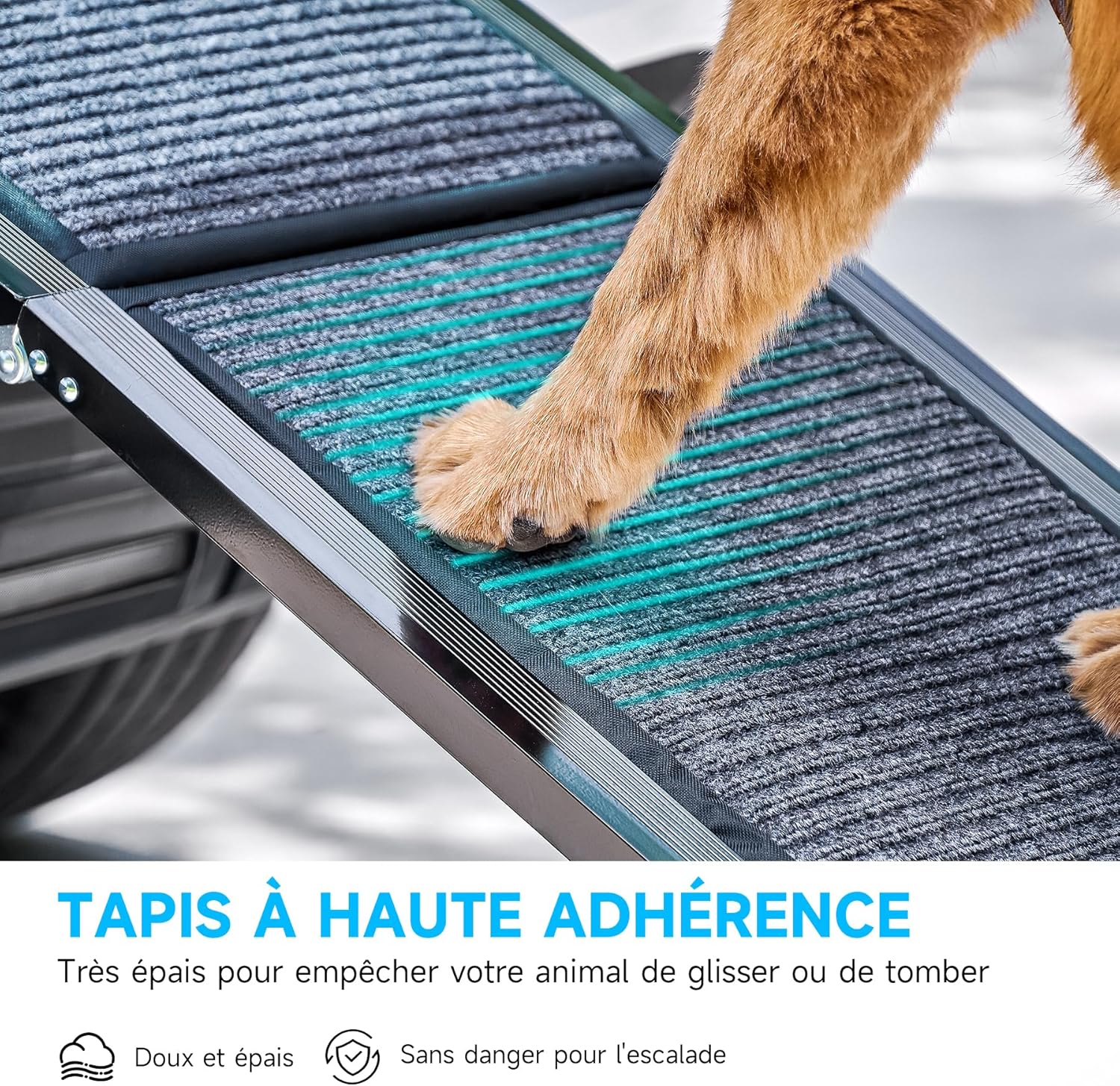 Detalle de CO-Z Rampe pour Chien 160×44 cm – Rampe d’accès voiture pliable, capacité 90 kg