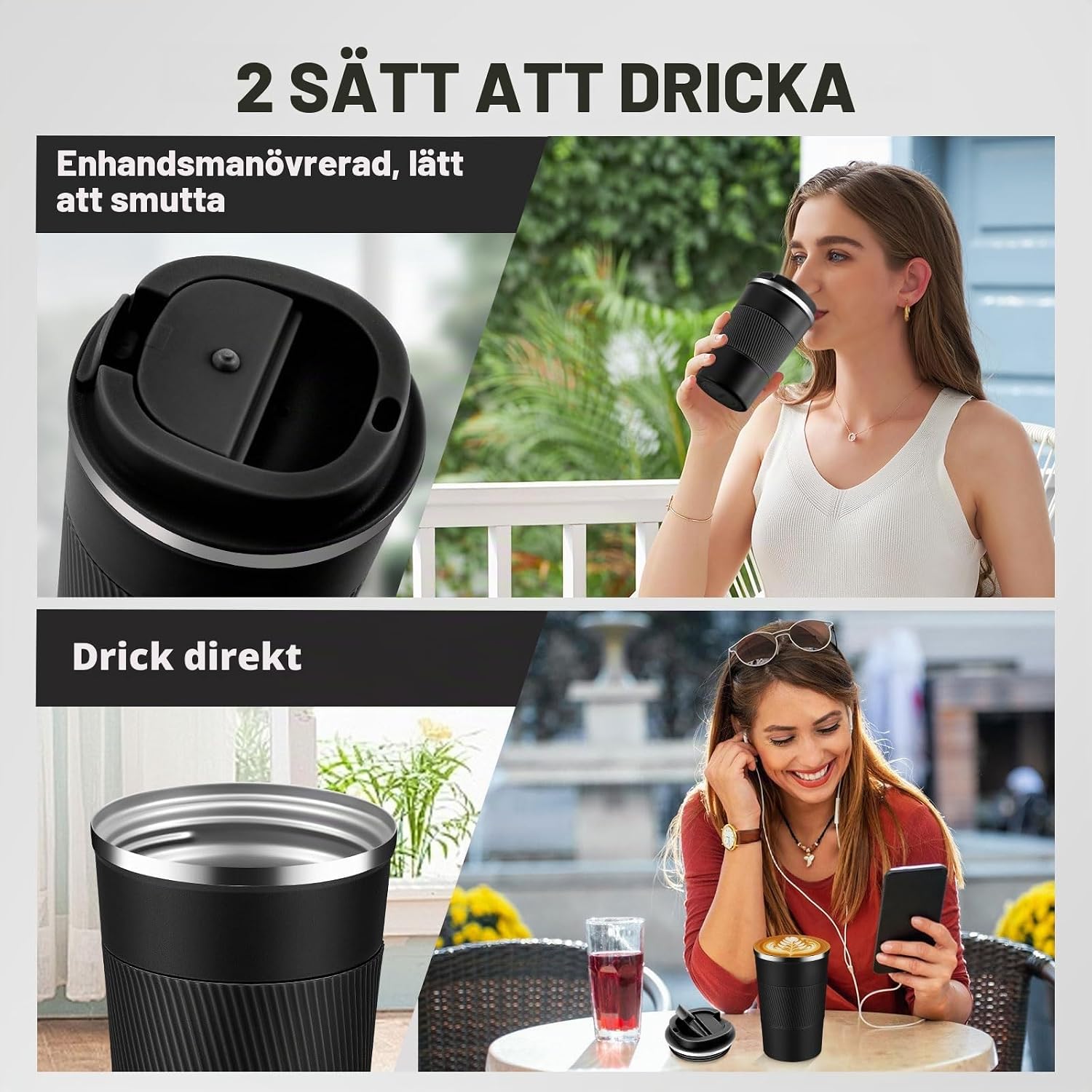 Detalle de Volhoply isolerad resemugg i rostfritt stål med vakuumisolering, 2-pack