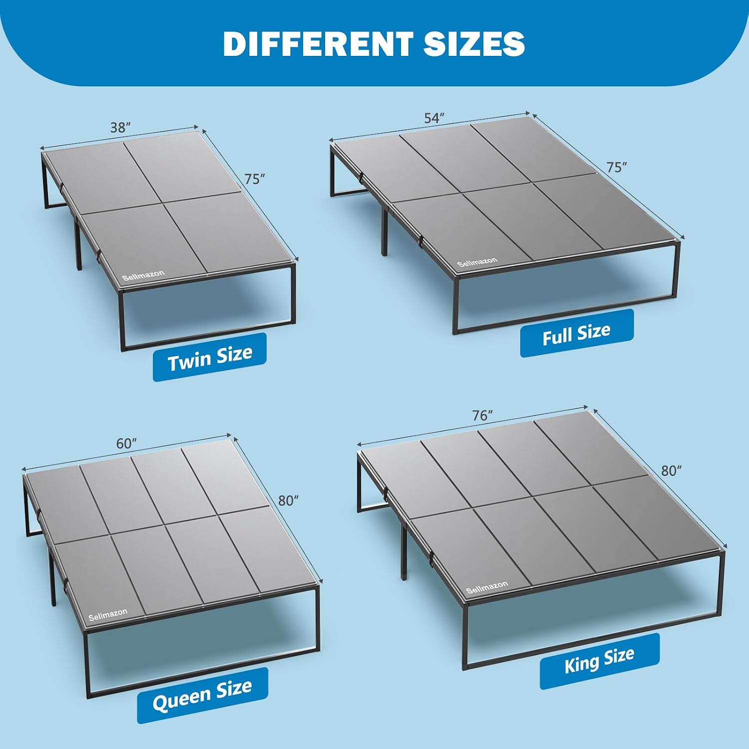 Detalle 2 de Sellmazon BKBSM01 King Size Bunkie Board, Foldable 2-Piece Support