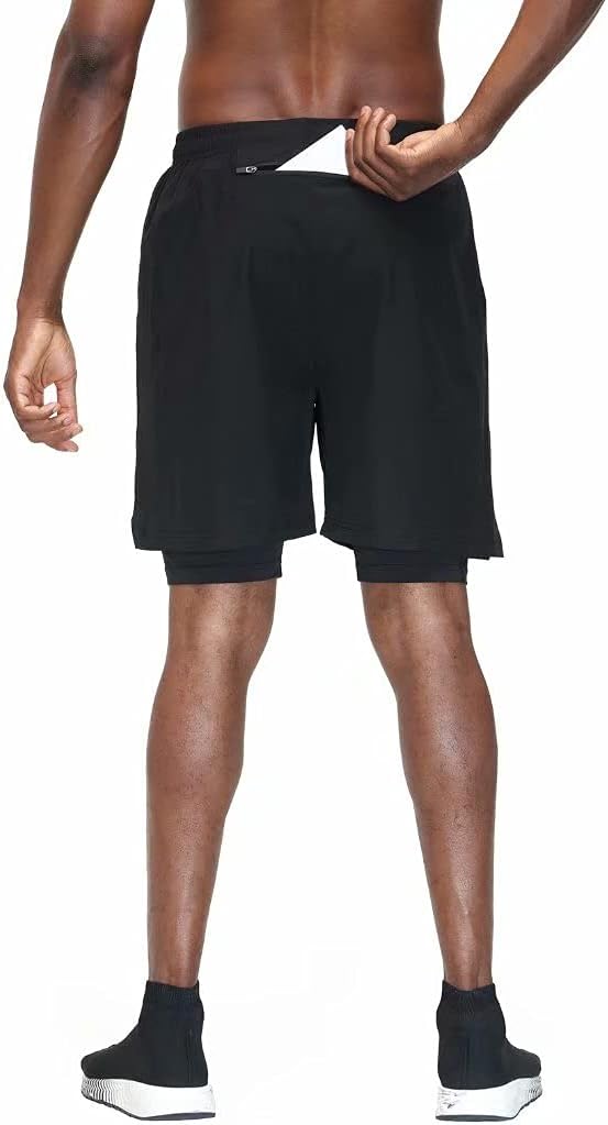 Thumbnail 1 de HMIYA Herren 2 in 1 Shorts: Kompressionsshorts mit Reißverschlussfach – schnelle Feuchtigkeit ableitend, vielseitig einsetzbar