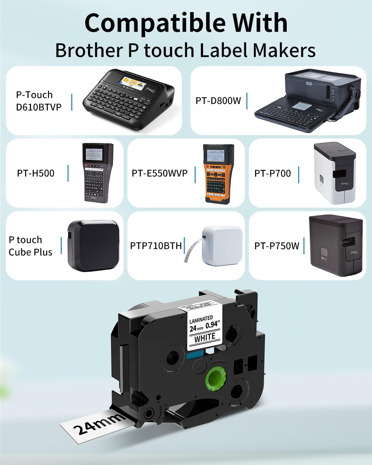 Detalle 2 de 4x kompatible TZ-251 Schriftbänder 24 mm (schwarz auf weiß, laminiert) für Brother P-touch TZe-251