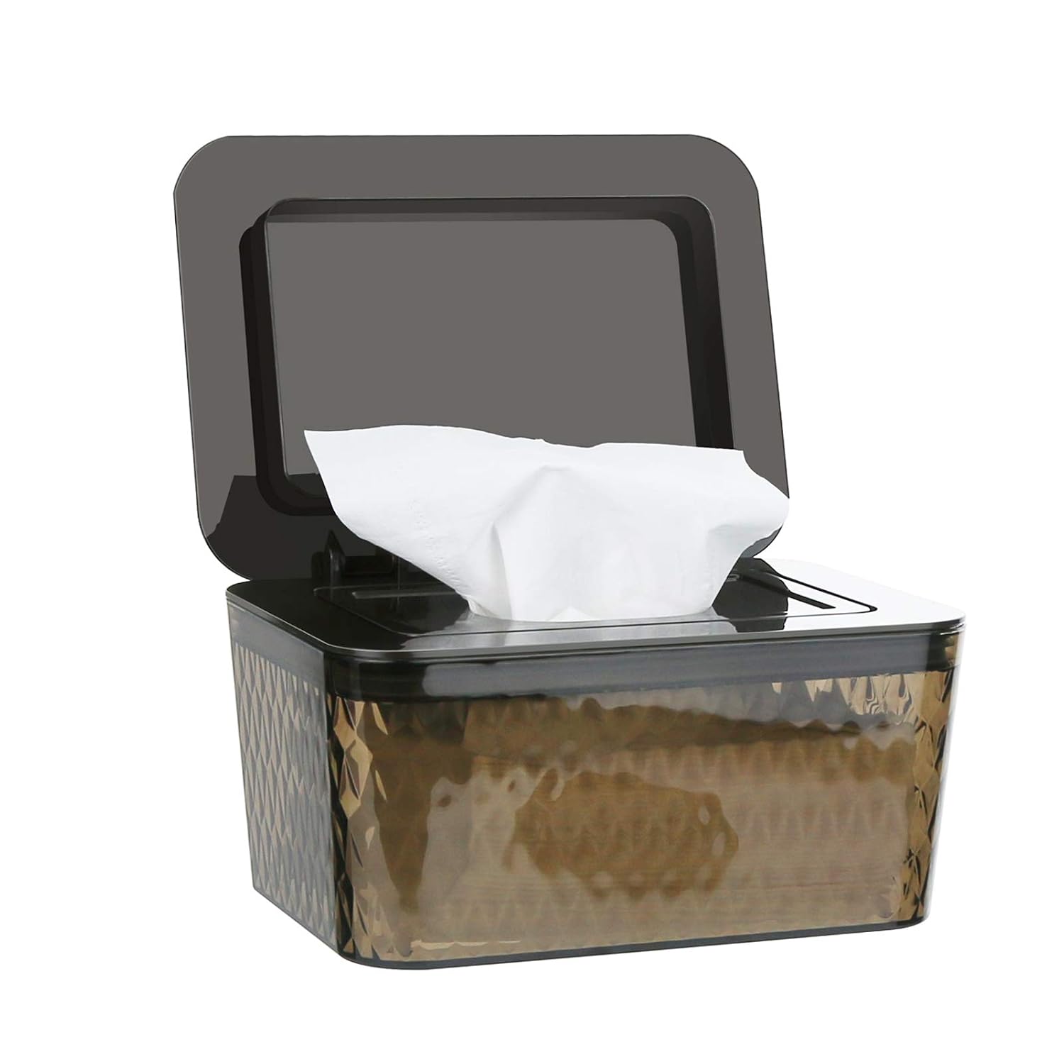Detalle de Whiidoom Wipes Dispenser, Brown One-Handed Holder with Sealed Lid