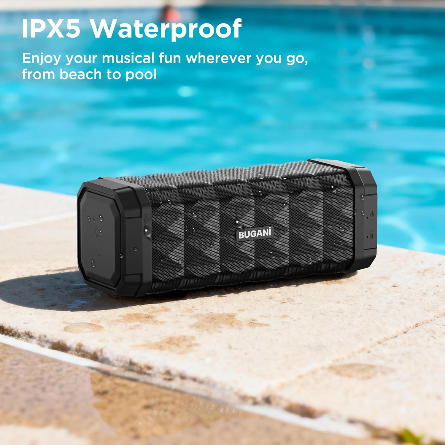 Detalle de BUGANI Bluetooth Speaker: Portable Wireless Speaker with 24-Hour Run Time and IPX5 Durability