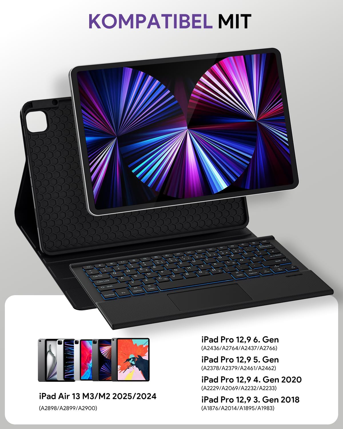 Thumbnail 1 de Doohoeek Schutzhülle mit Tastatur für iPad Air 13