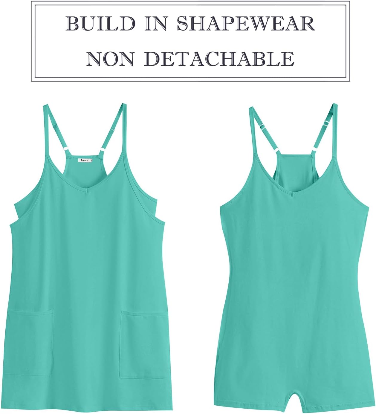 Detalle de ANRABESS Women’s Athletic Tennis Dress Romper (Built-in Shorts) — Summer V-Neck Mini