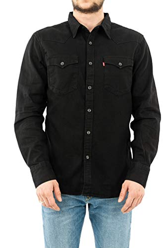 Detalle de Levi's Barstow Western Standard, camiseta Marble Black Denim Rinse, talla L