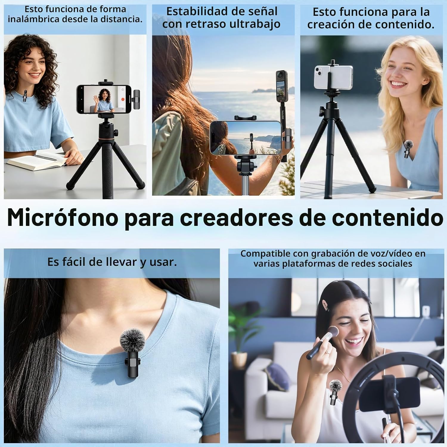Detalle 2 de Micrófono Lavalier inalámbrico Uewpv para iPhone, iPad y Android