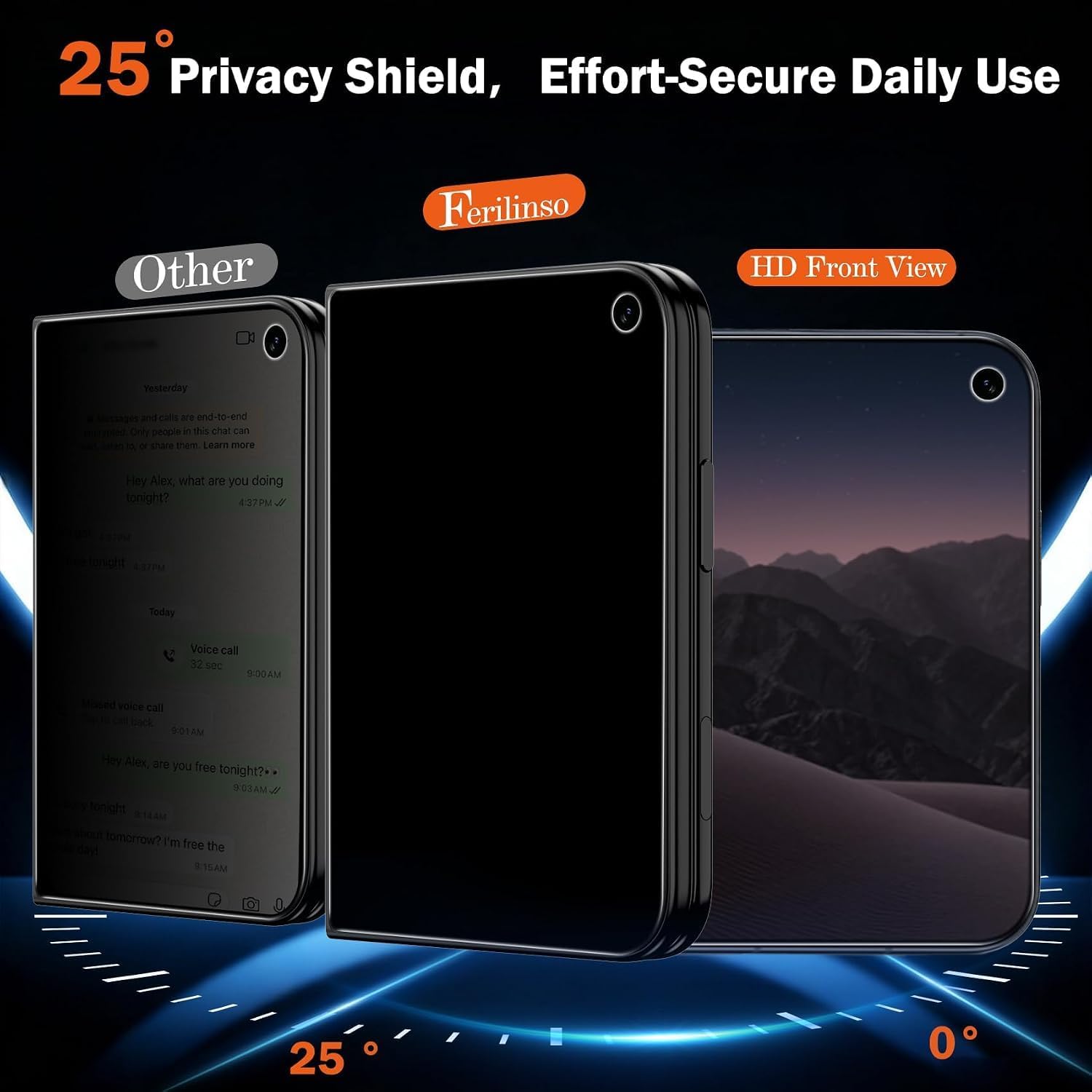 Detalle de Ferilinso iPhone Duo 7.8INCH Privacy Screen Protector, Tempered Glass, 9H+