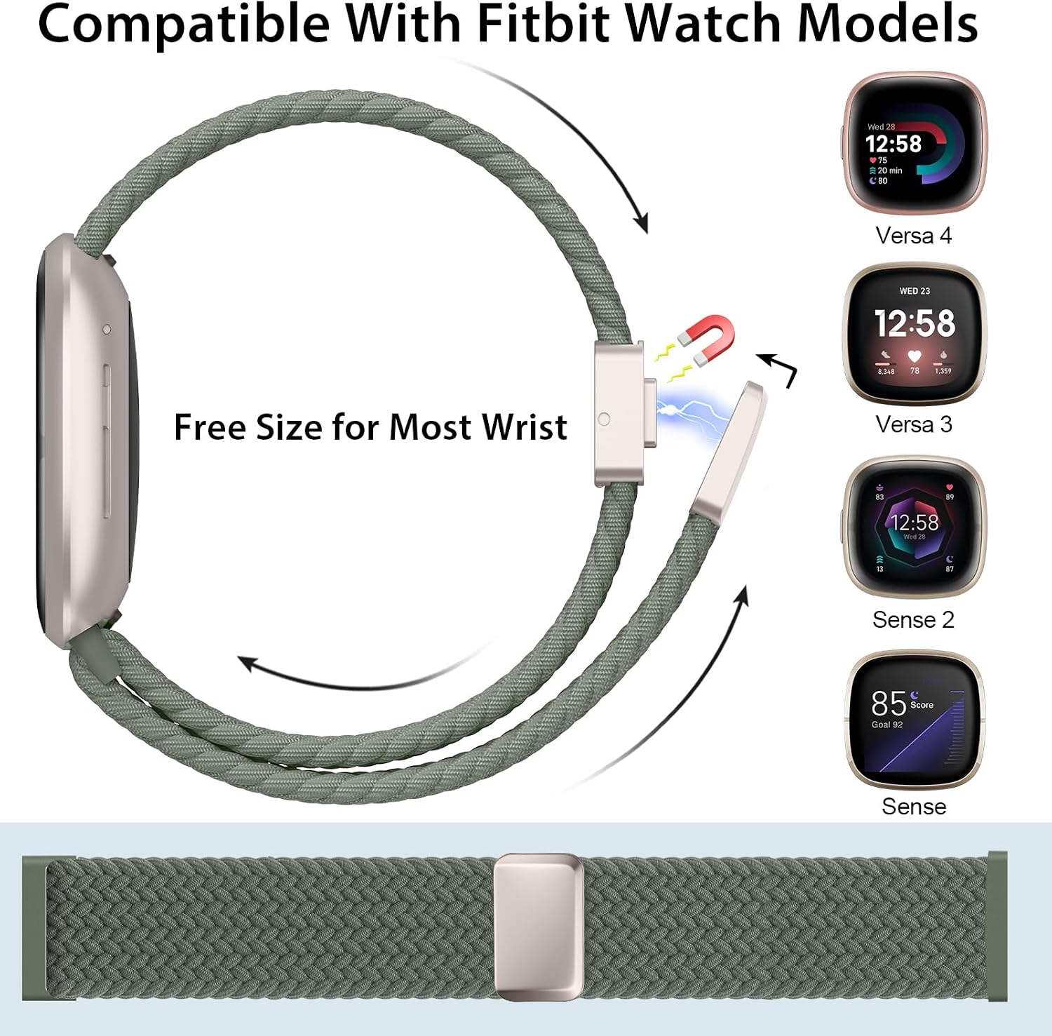 Thumbnail 1 de Higgs braided strap 22 cm for Versa 4
