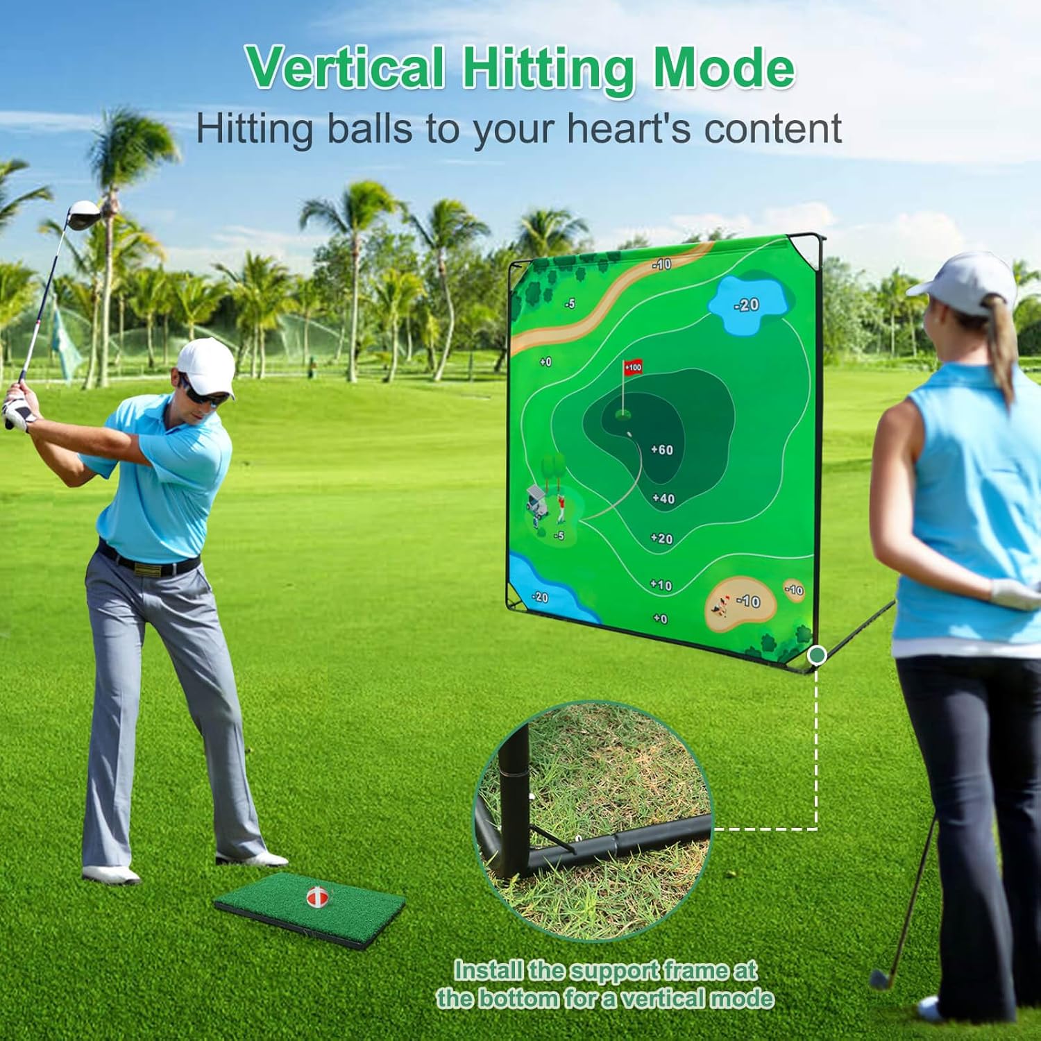 Thumbnail 4 de KEMLDIVS Golf Chipping Game Set — 71" x 71" Backyard Chipping Pong with Two Modes