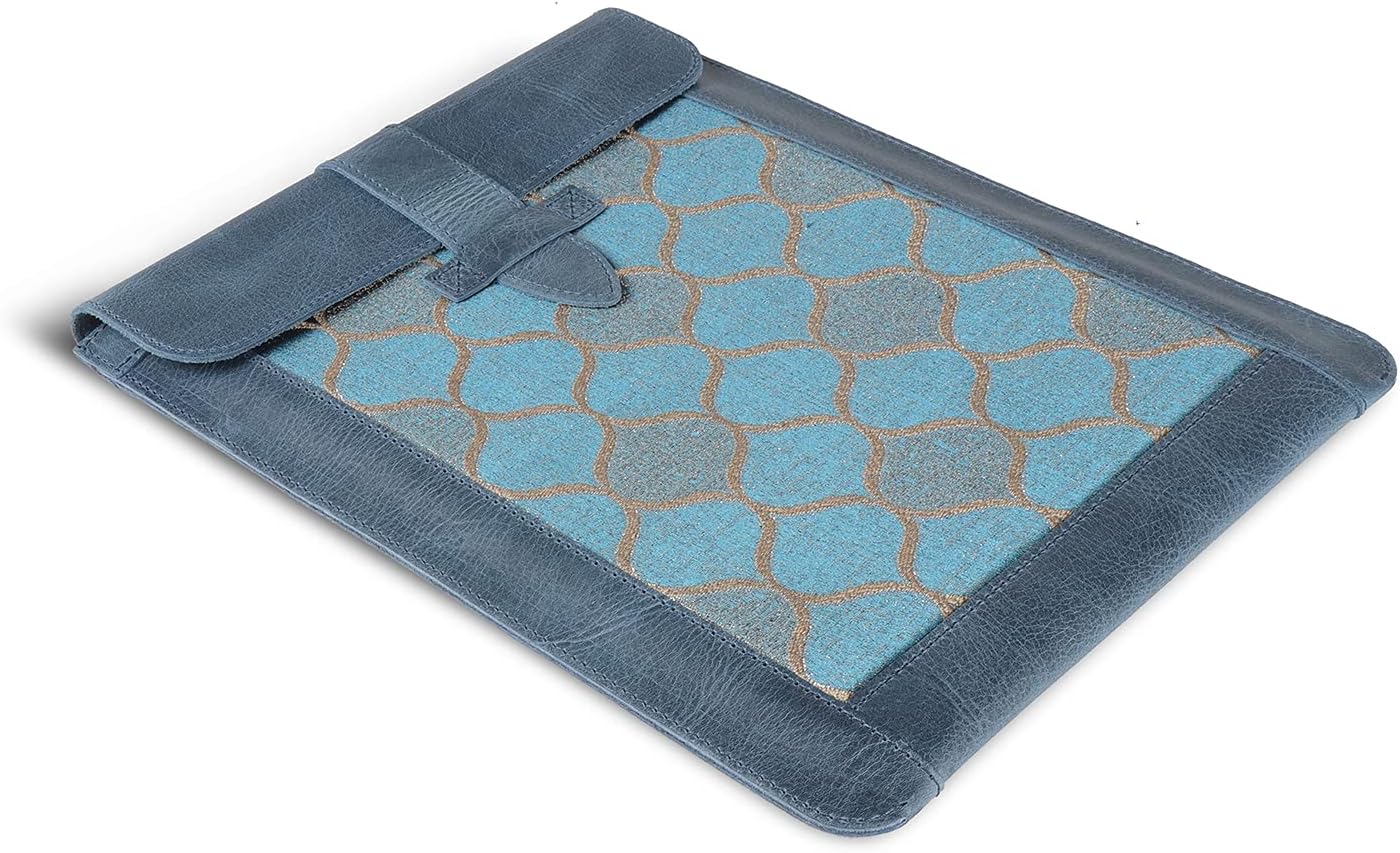 Detalle de Londo skórzane etui na tablet, rozmiar Large, niebieskie, tkany wzór