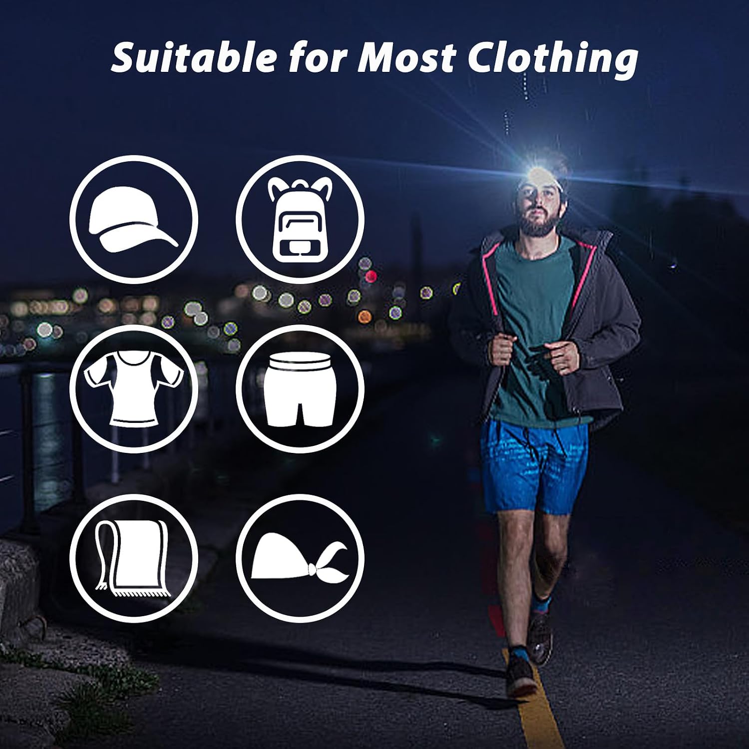 Thumbnail 4 de Xerteam 2 Pack Clip-On Torch USB rechargeable running light
