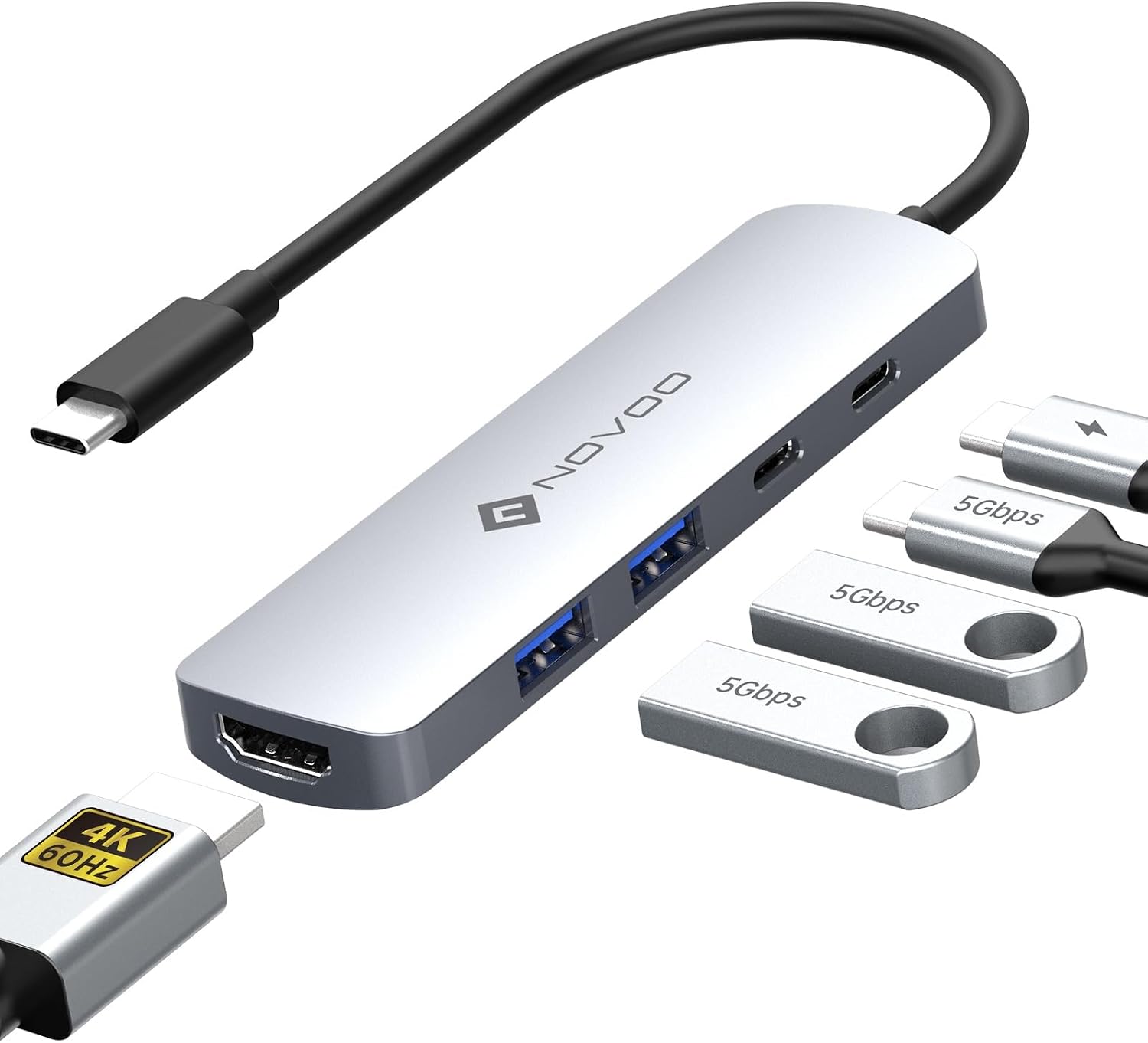 Detalle de NOVOO USB C HDMI Hub 4K 60Hz