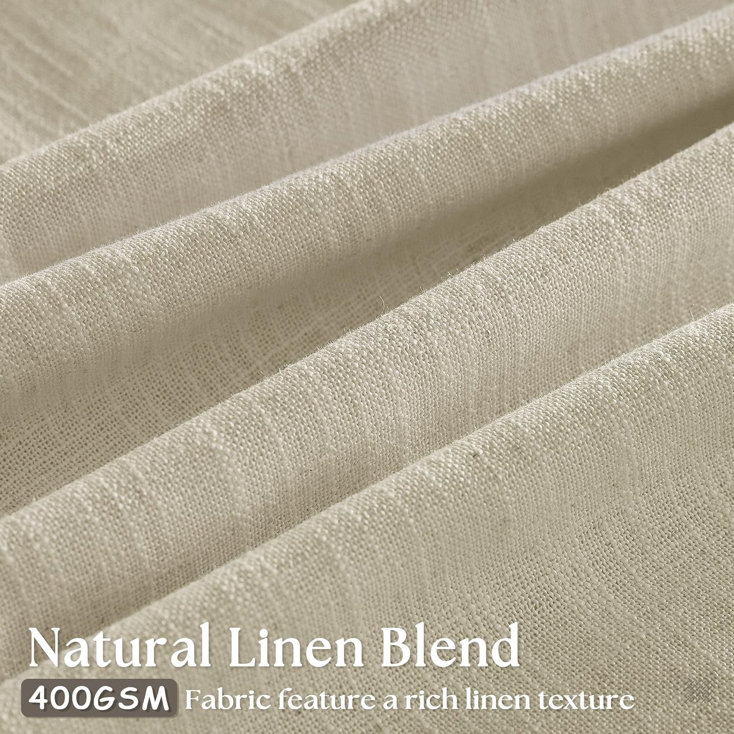 Thumbnail 2 de TWODRAPES Linen Pleated Curtains with Memory, 2 Panels (40 x 90 inches) — Semi-Sheer, Thick Linen Blend