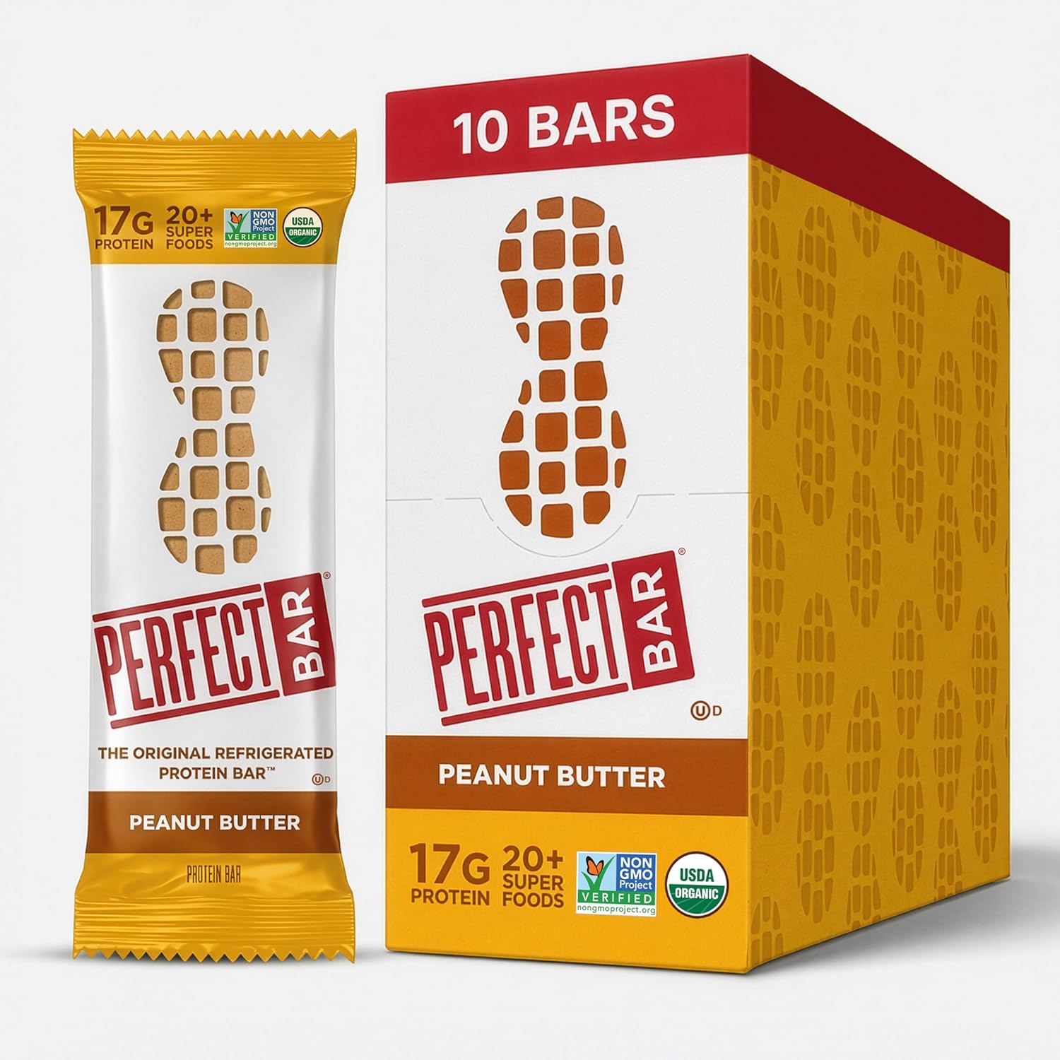 Detalle de Perfect Bar Health-Household-Wuguny-SUF928 Peanut Butter Protein Bars, 17g Protein, 10-Pack