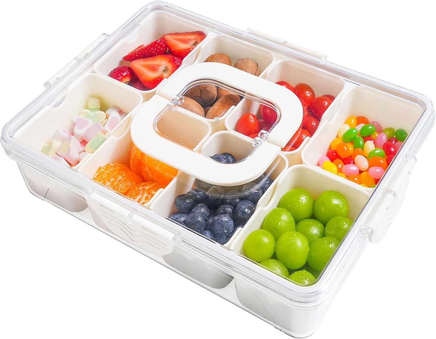Detalle de FLYGRRIV Snackbox mit 8 Fächern – Deckel, Griff und vielseitige Alltagsaufbewahrung
