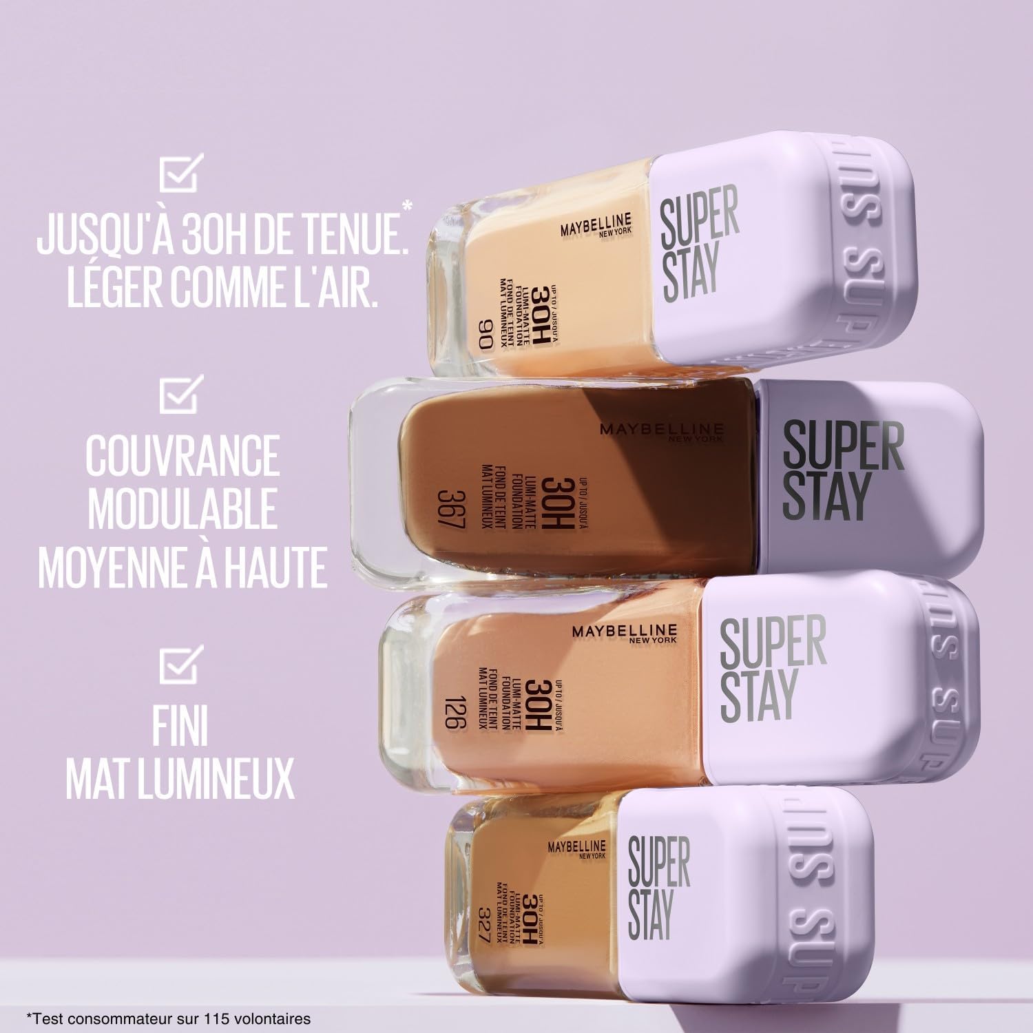 Detalle de Maybelline Superstay 30H Lumi-Matte Teinte 356 – fond de teint liquide longue tenue (35 ml) fini mat lumineux